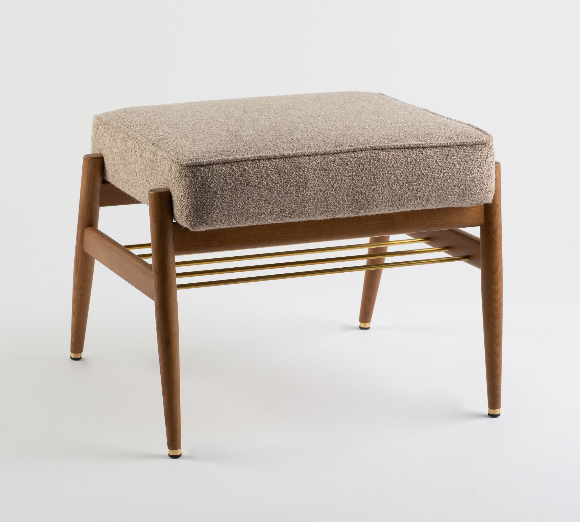 Fox Footstool Wood Bouclé Beige