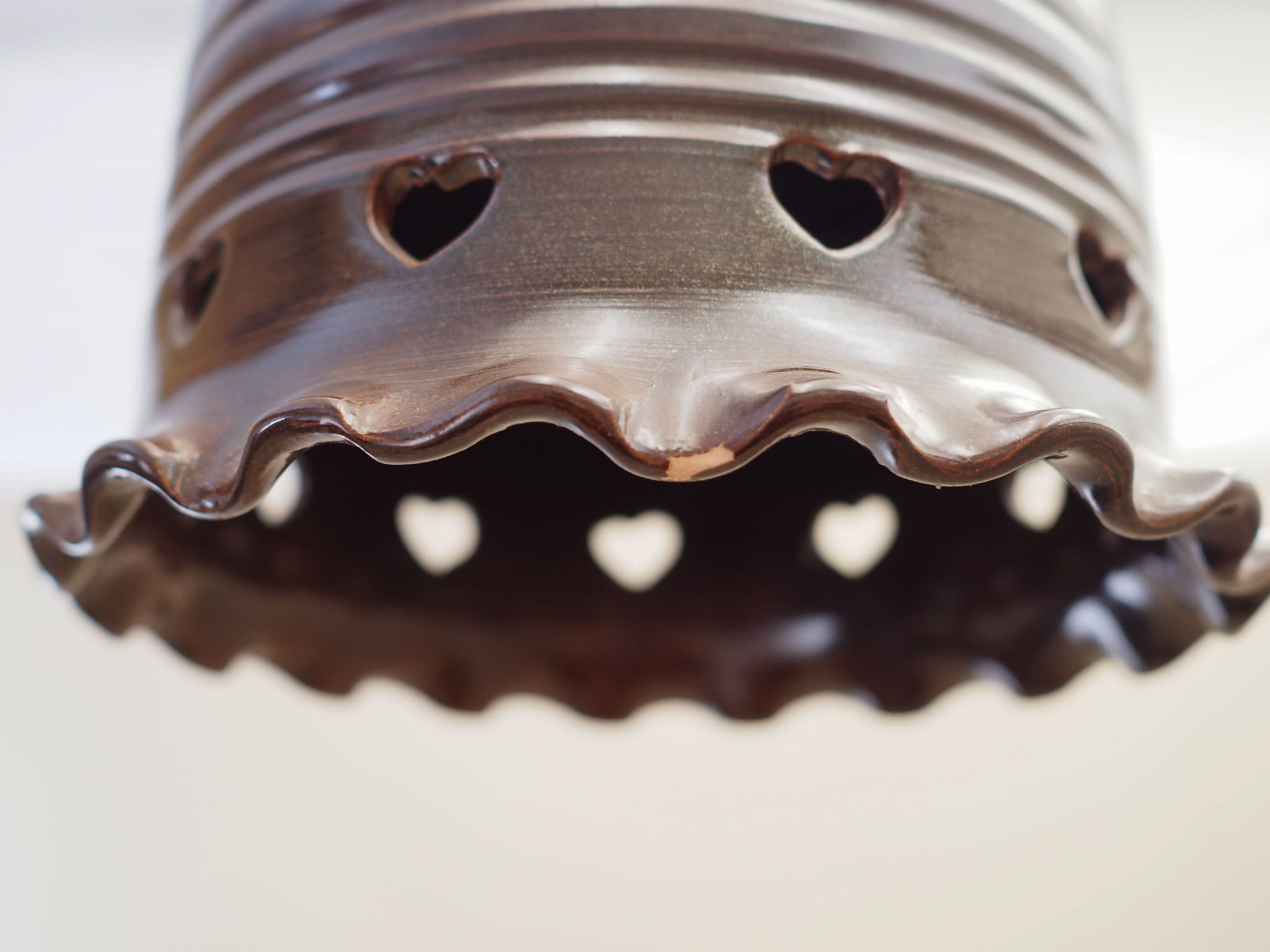 Vintage Pendant Lamp Ceramic Brown 1960s