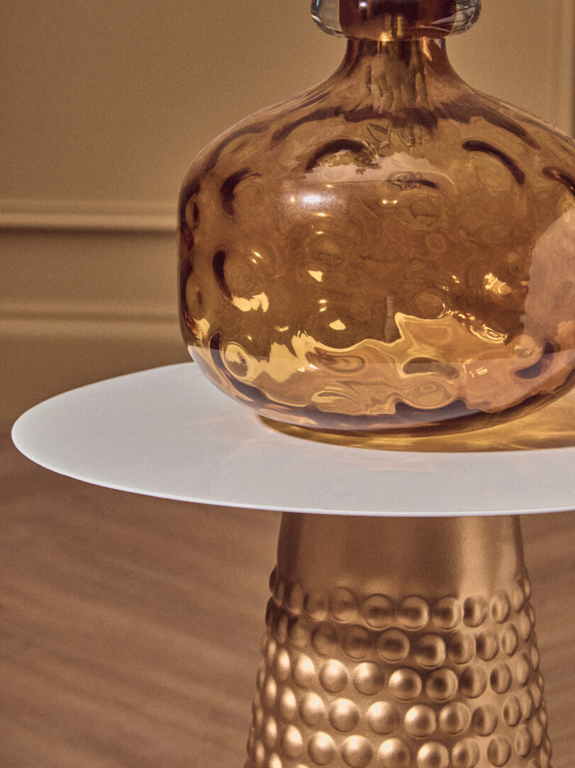 Amira Side Table Iron Gold White 41cm