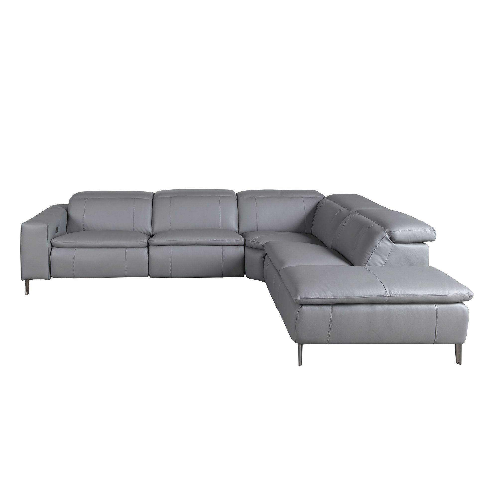 Sofa Récamiere Rechts Leder Grau