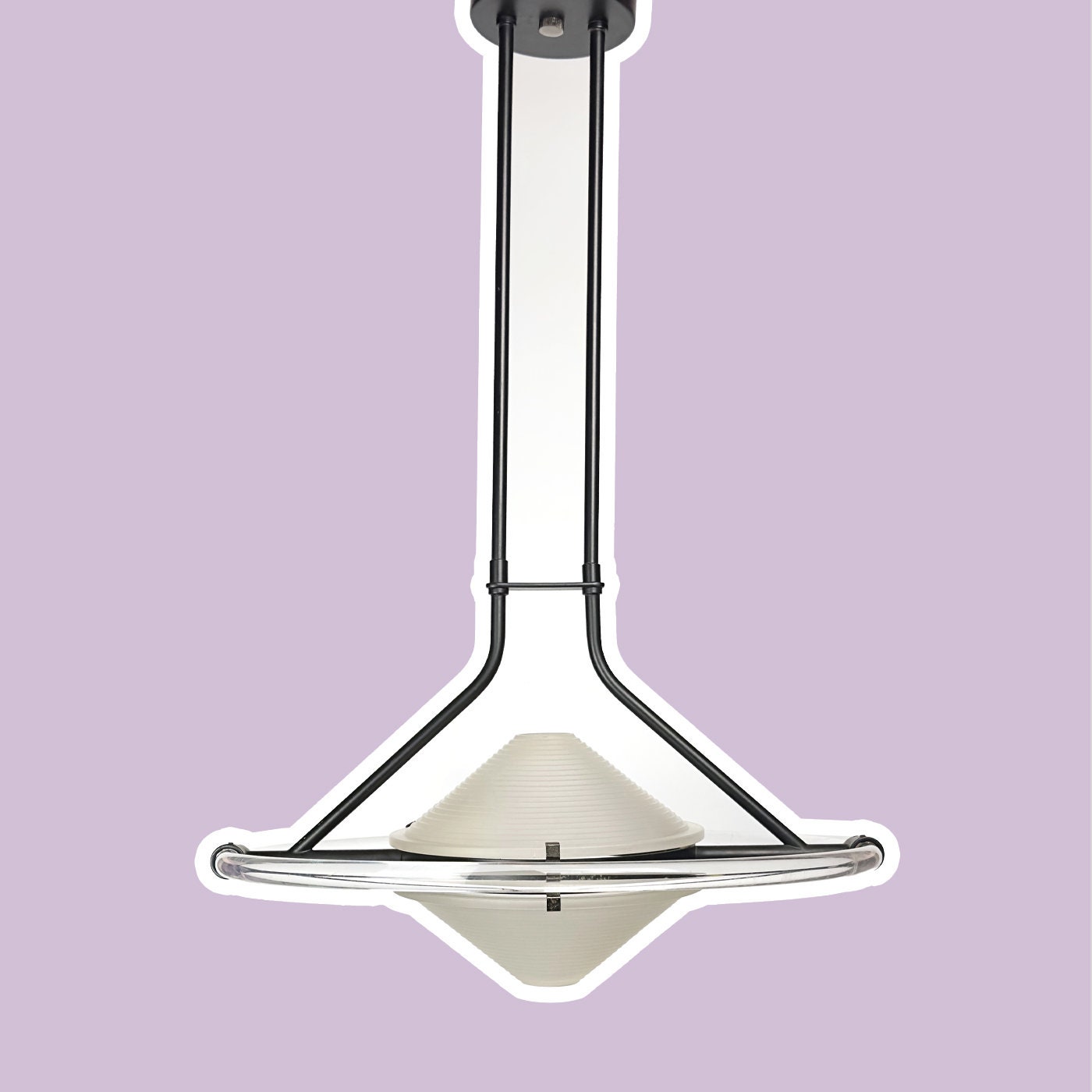 Deckenlampe Milchglas Plexiglas 1980er Jahre