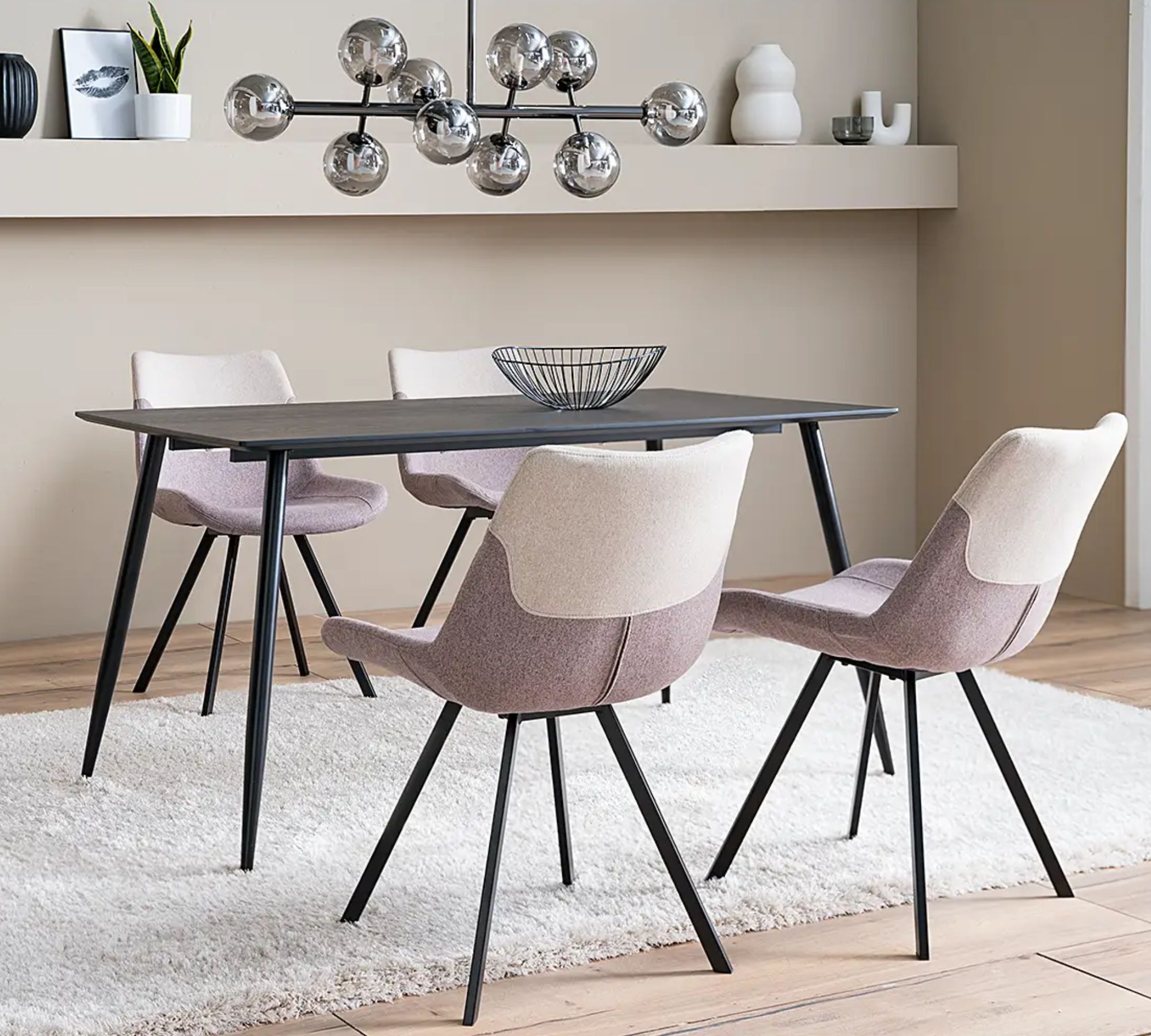 2x Cielo II Dining chair steel fabric stone brown