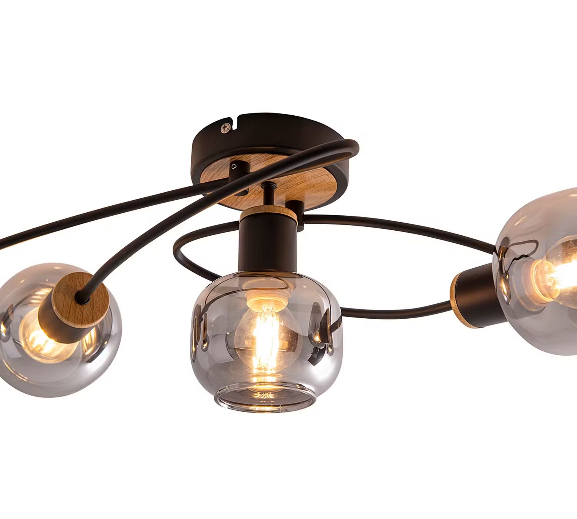 Ceiling light Glass Iron Black Brown