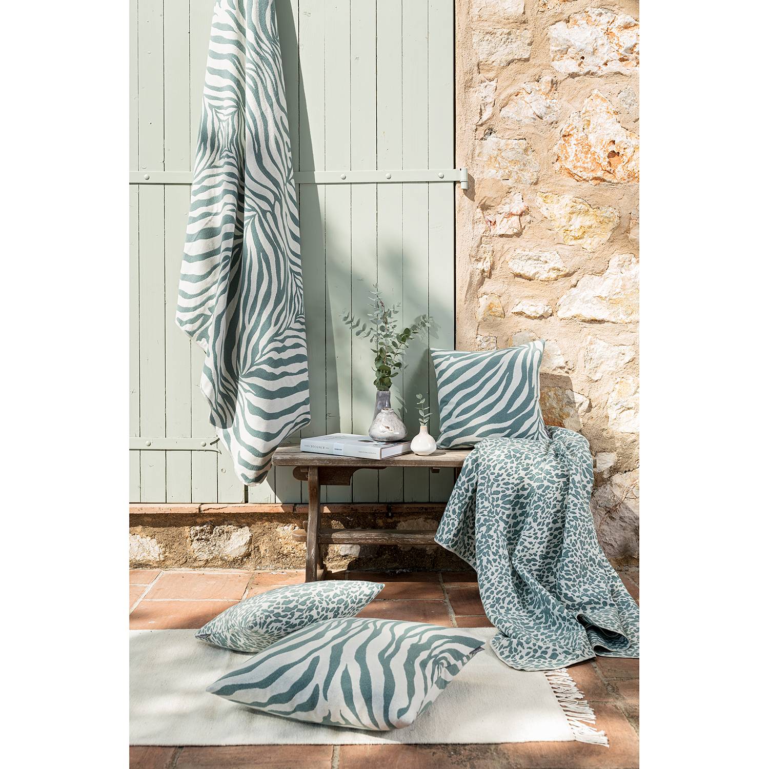 Plaid Leopardo Decke Jacquard Grün