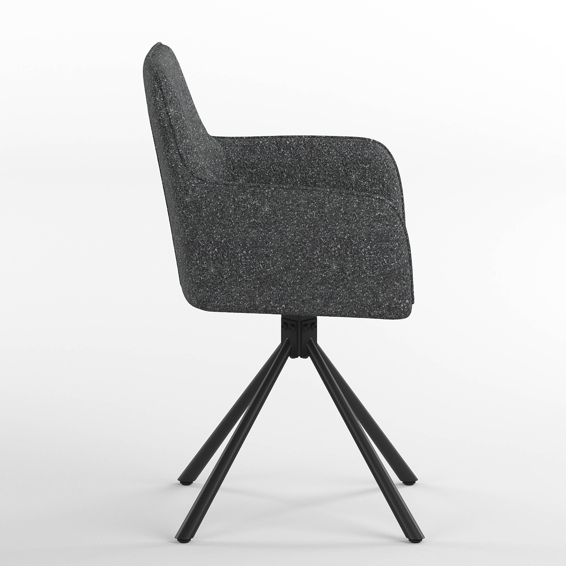 Garden chair Zenari set of 2 steel woven fabric black grey