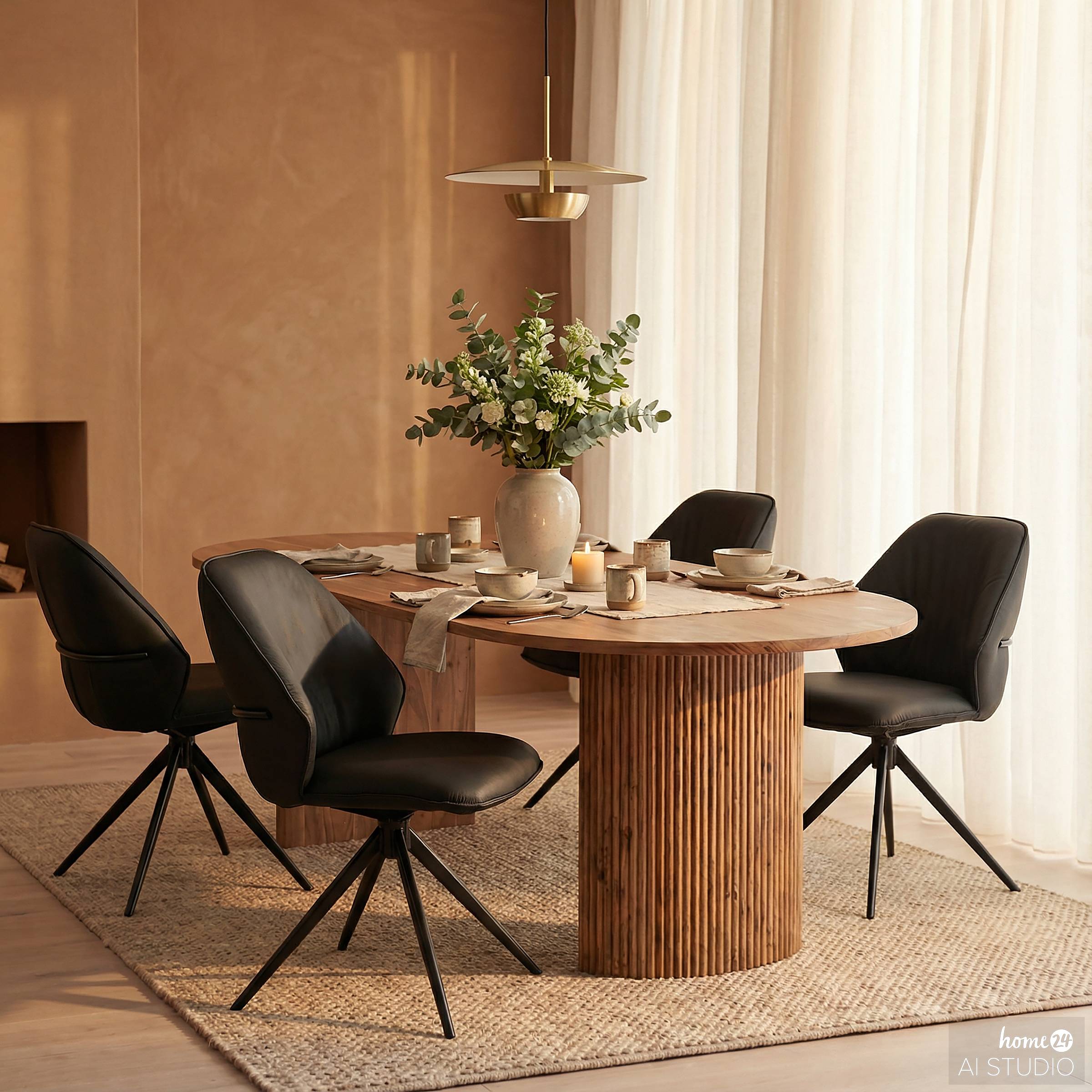 2x Linni Upholstered Swivel Chair Black