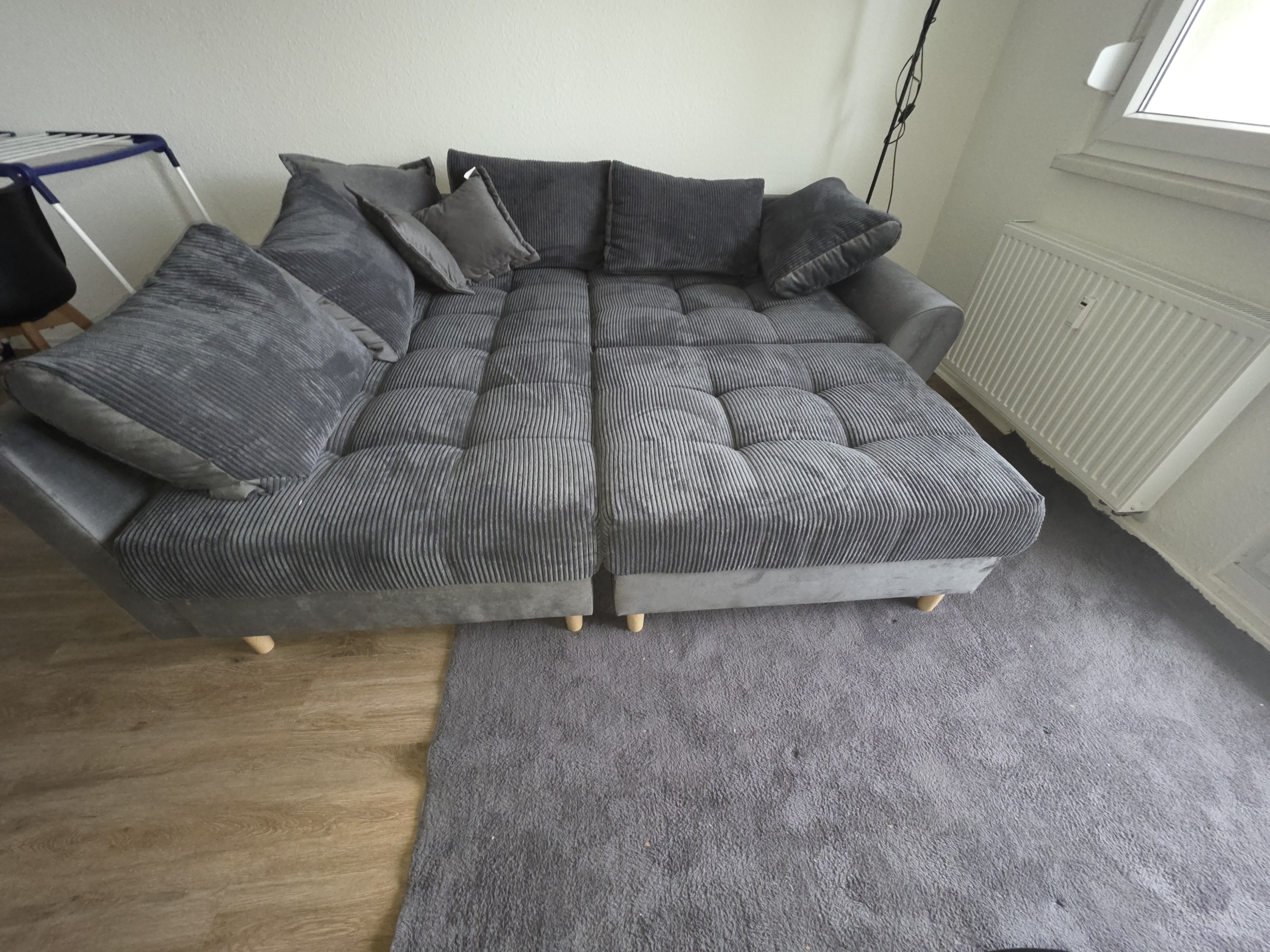 Ecksofa mit Hocker Anthrazit