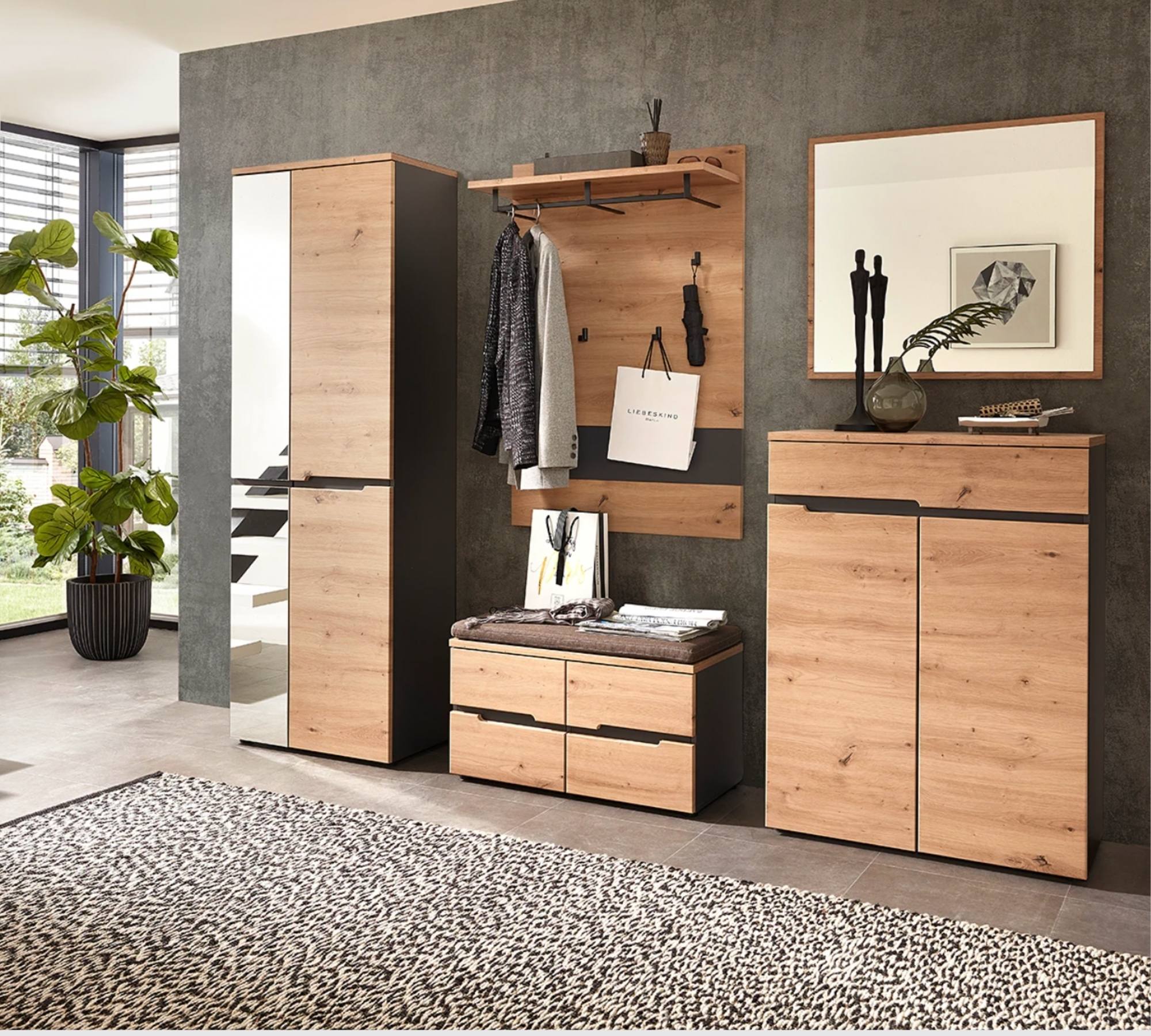 Garderobenbank Eiche Artisan inkl Sitzkissen