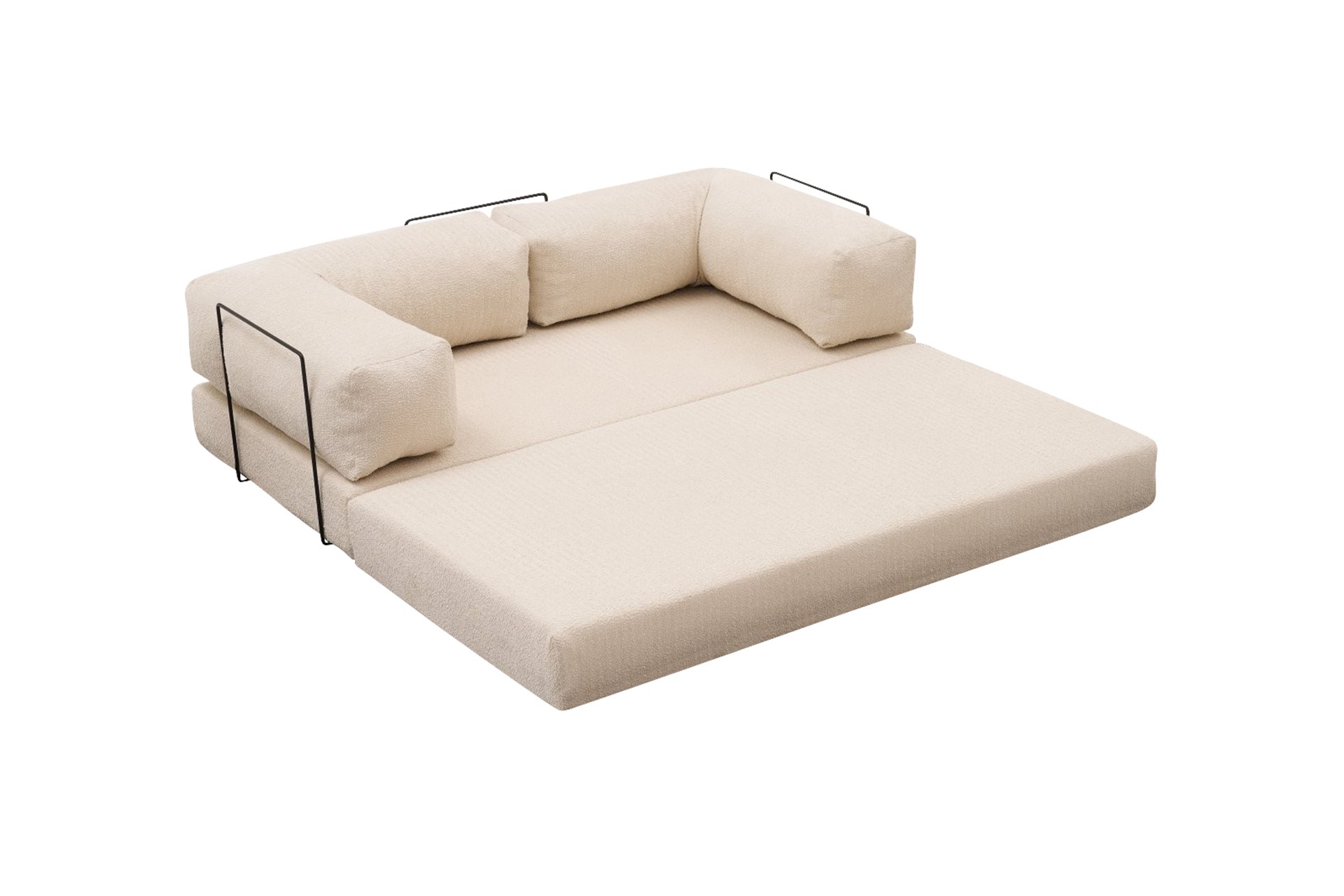 Comfort Schlafsofa 2-Sitzer mit Hocker Creme