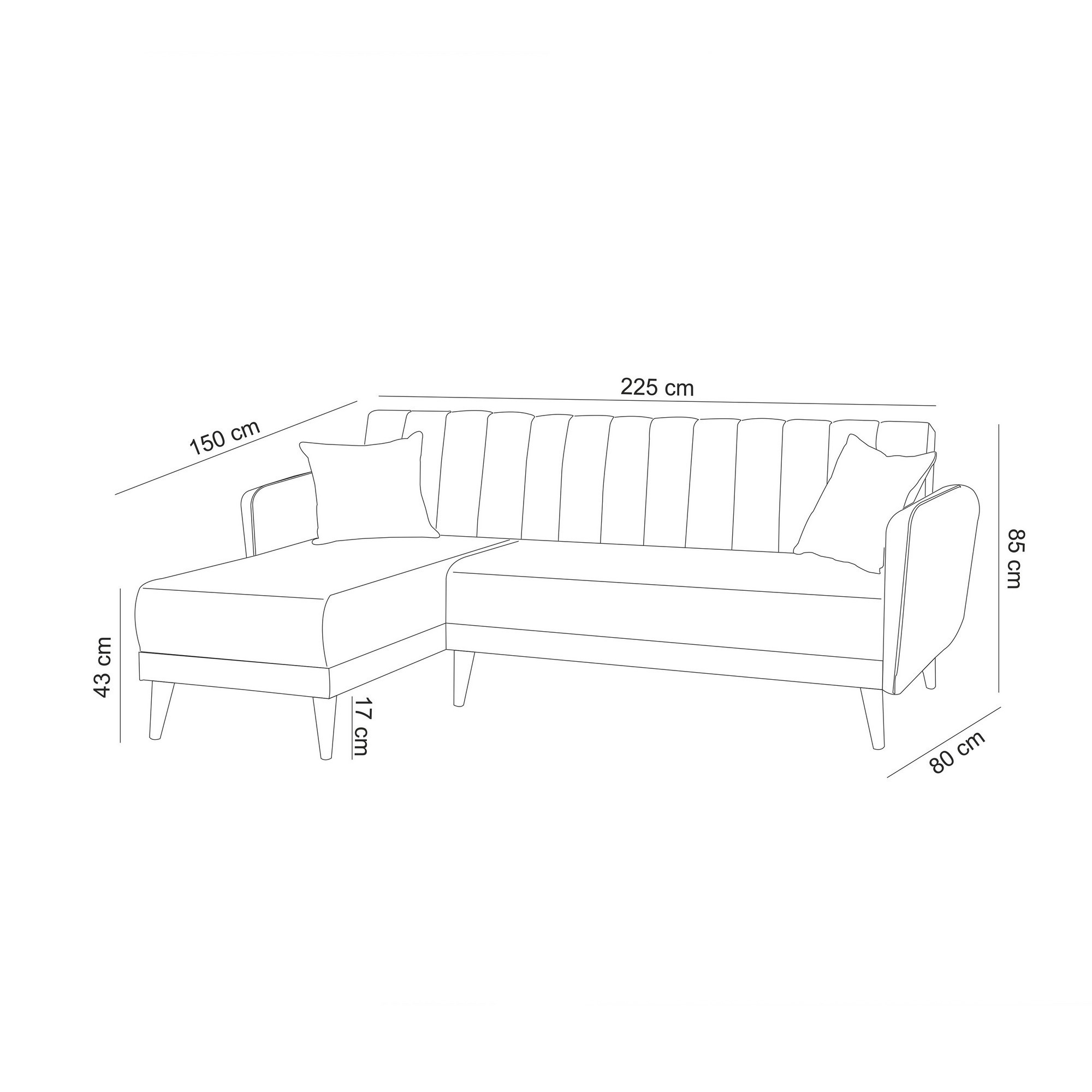 Aqua Corner Schlafsofa Links Dunkelblau