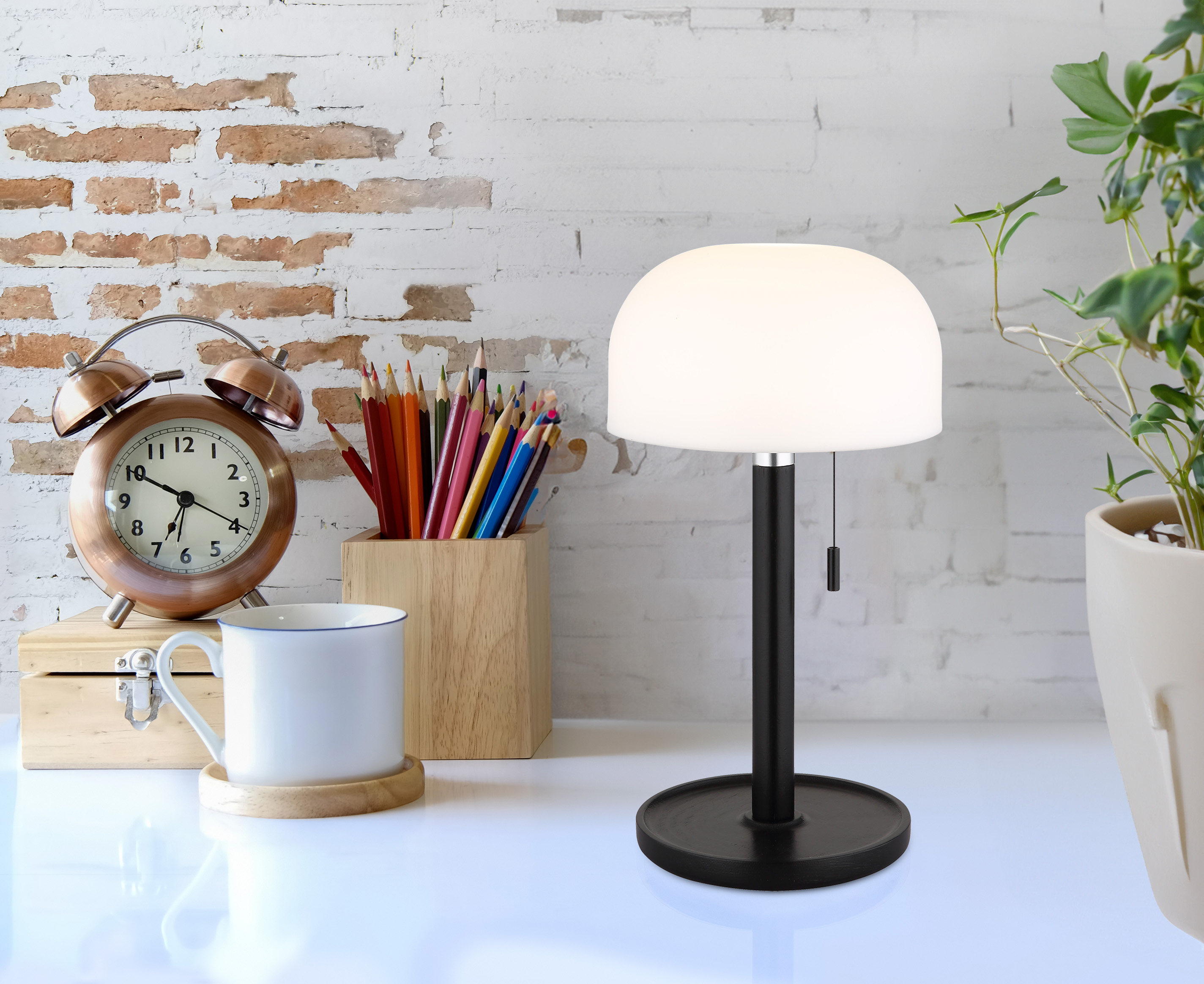 Norman LED-Tischleuchte Acrylglas Bambus 1-flammig