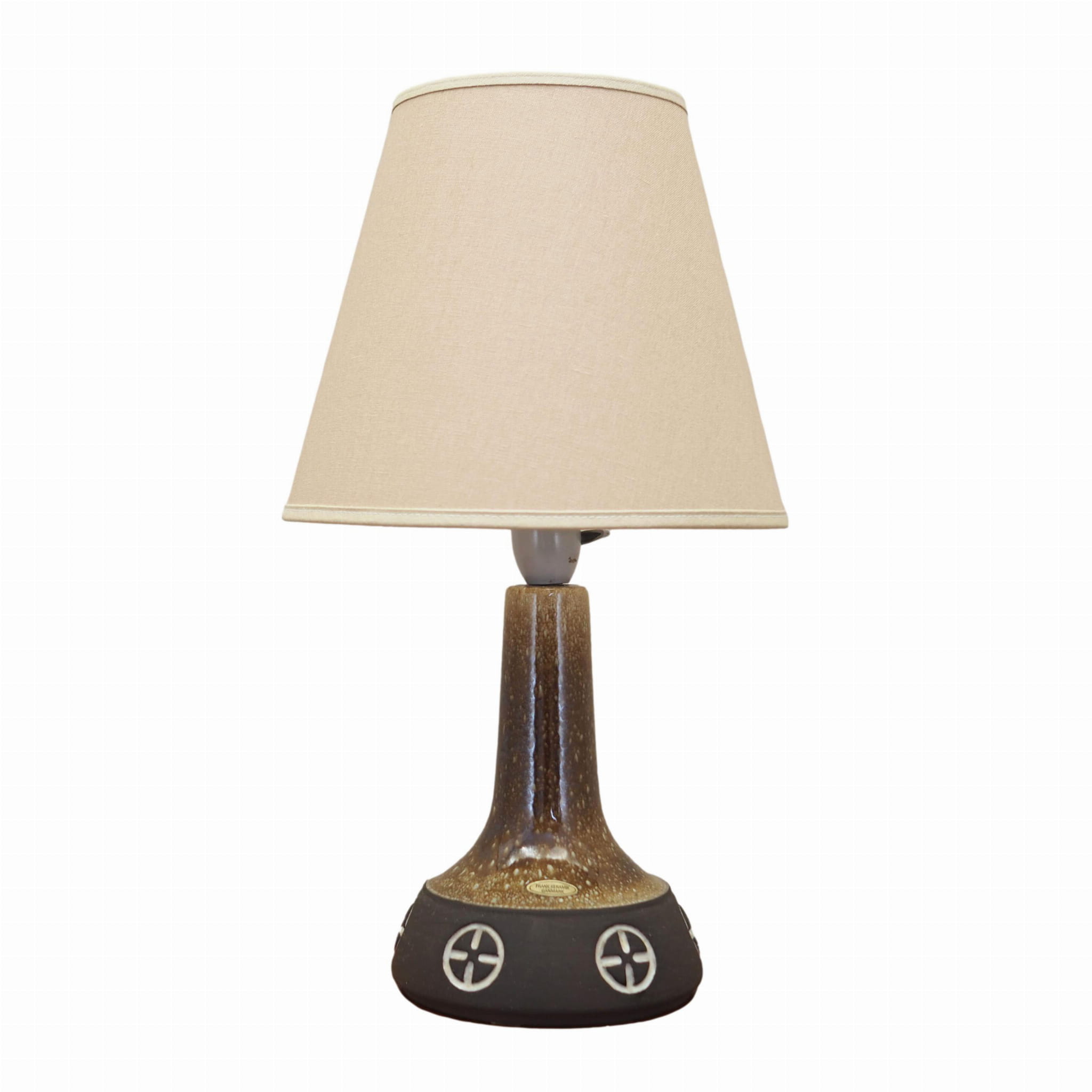 Vintage Table Lamp Ceramic Textile Beige 1960s