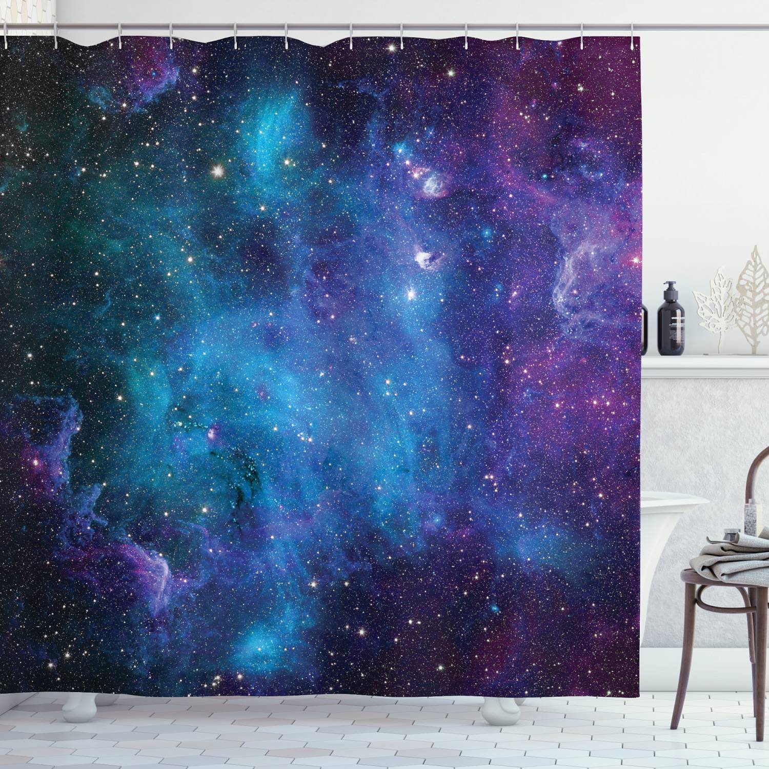 Duschvorhang Galaxy Polyester Navy Lila 175 x 180 cm