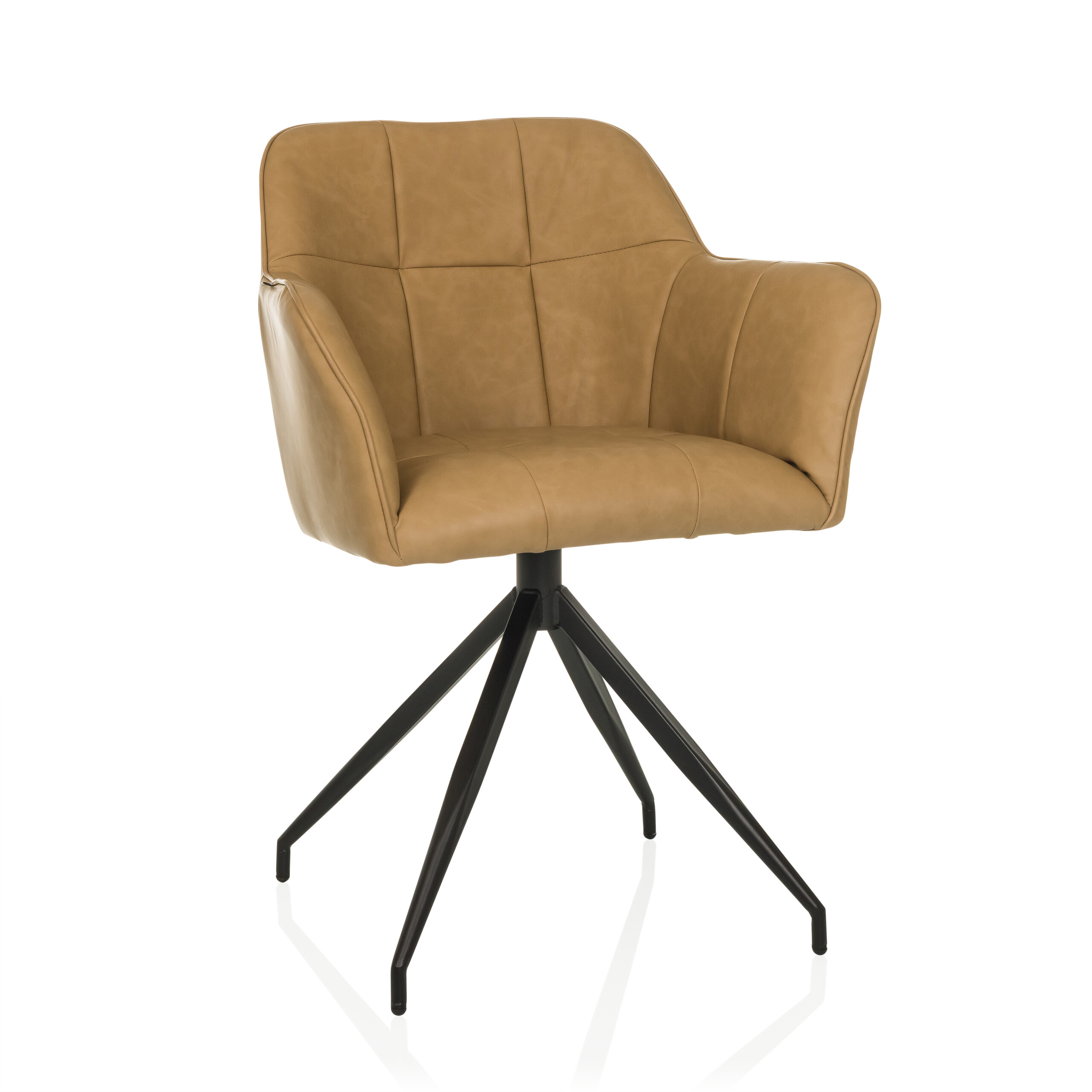 ELVERUM SPU Dining chair Faux leather Light brown