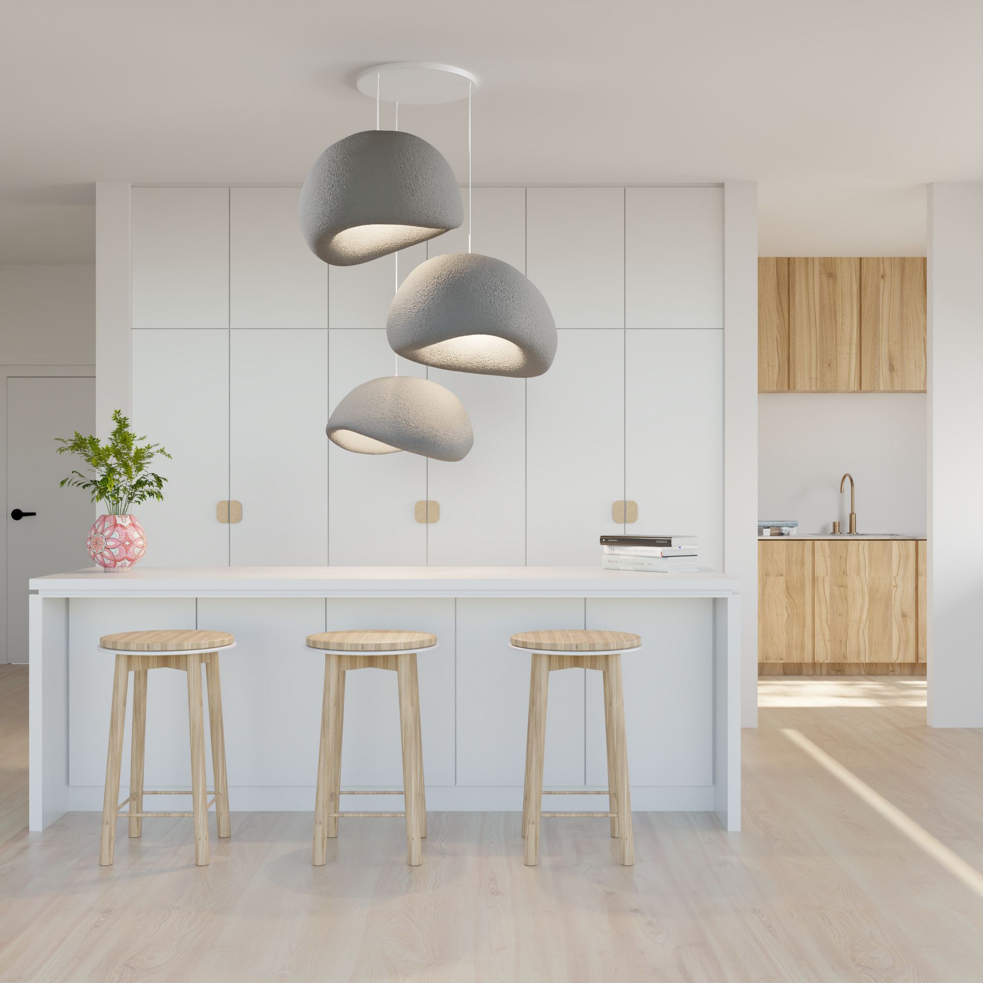 3-Flammig Wabi Sabi Kanso Beams Pendelleuchte Beton Grau