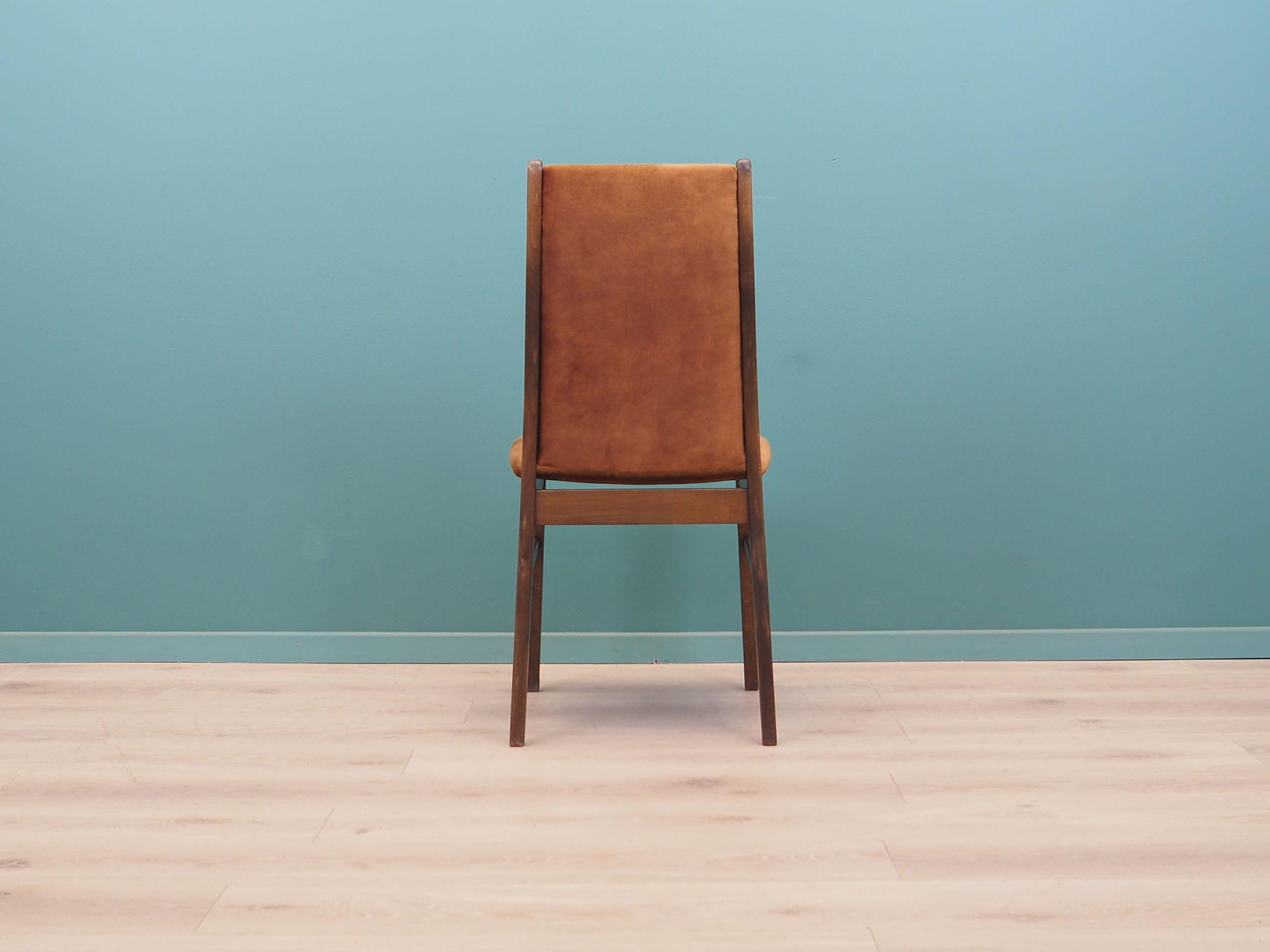 6x Chair Beech wood Velvet Brown 1960s