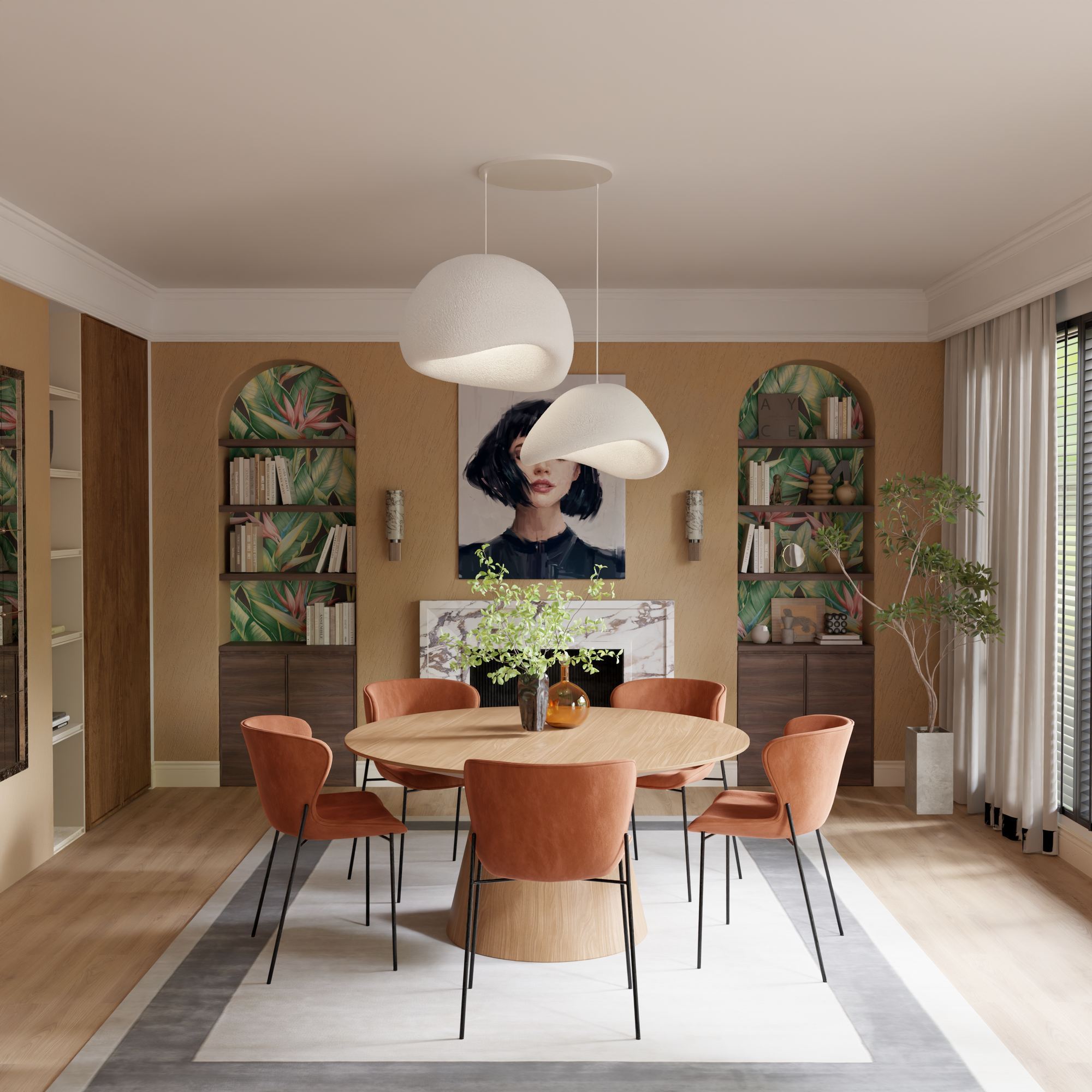 2-Flammig Wabi Sabi Plasterglows Pendelleuchte Weiß