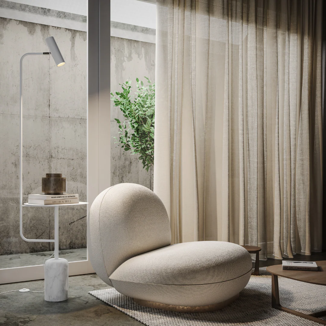 1-Flammige Stehleuchte Artemis Aluminium Stein Weiß