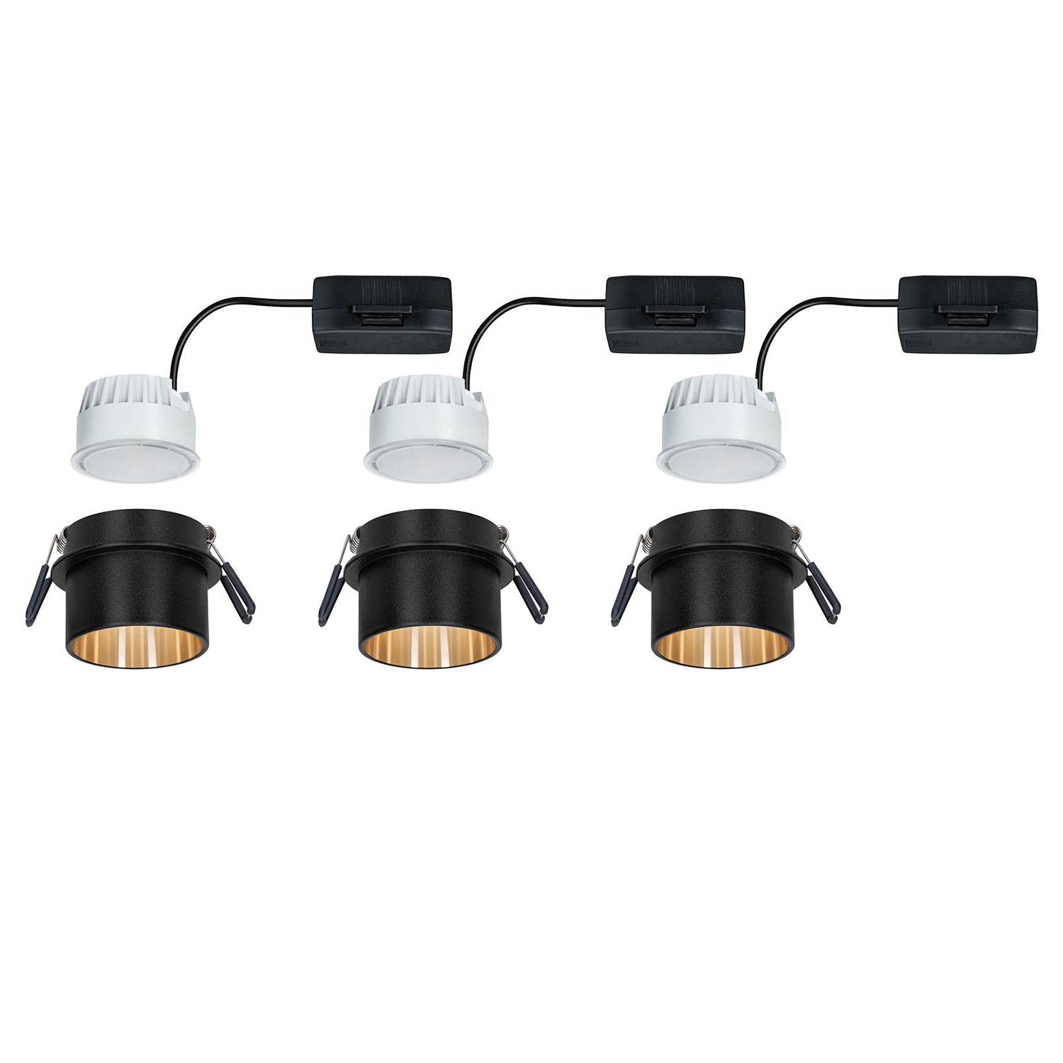 3x Gil III LED-Einbauleuchte Schwarz