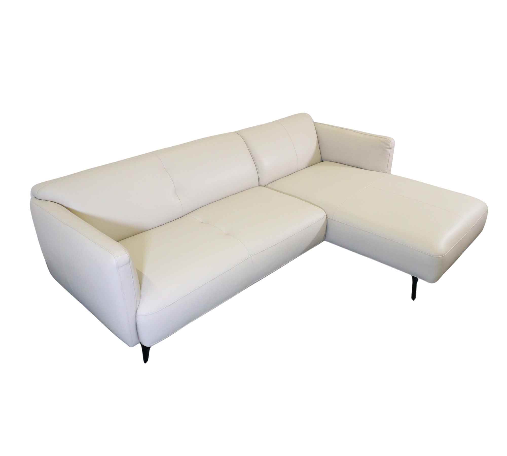 Modena leather sofa chaise longue Salto leather 0967 light grey