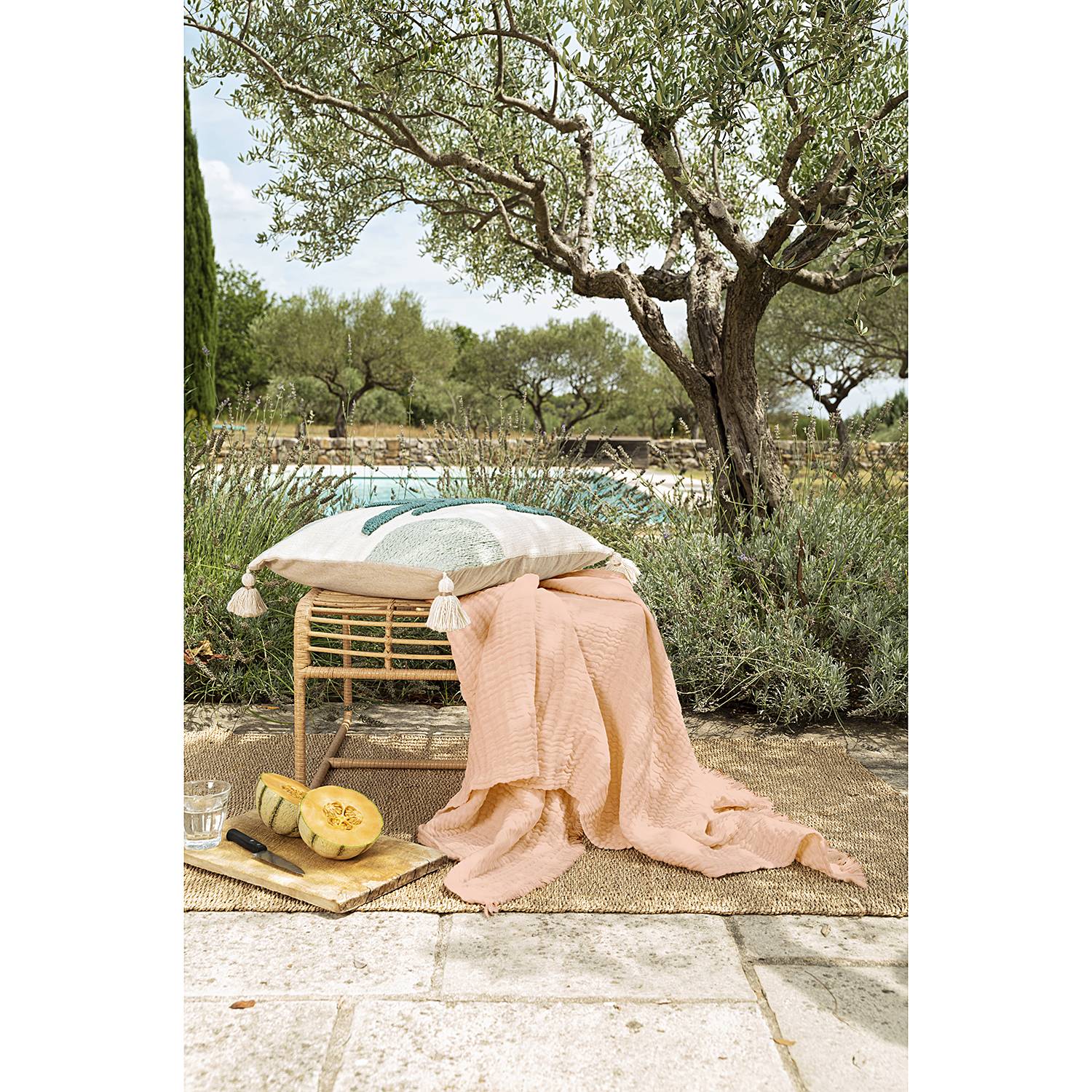 Plaid Tanea Blanket Cotton Apricot