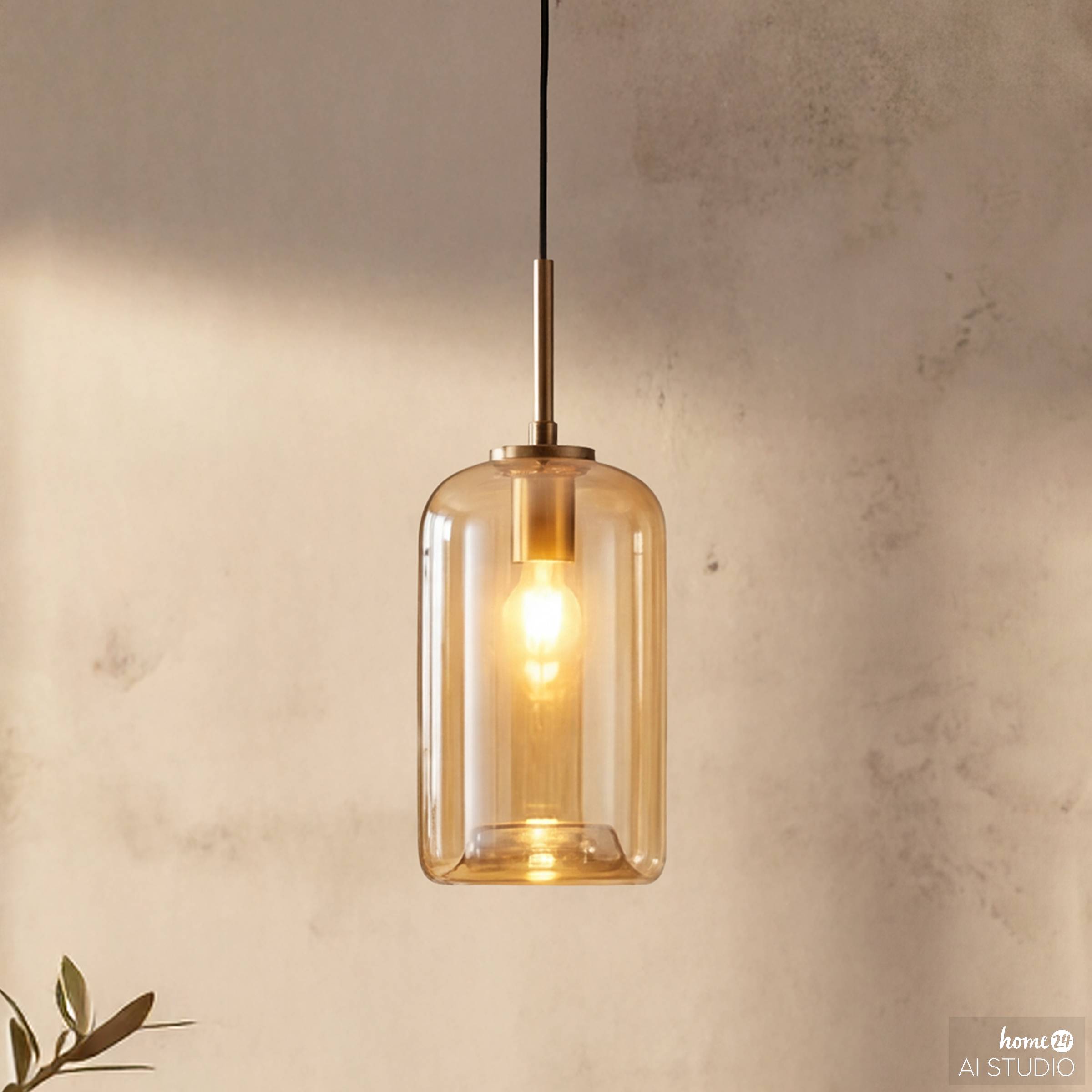 Zevro pendant light 1-bulb cylindrical shade colored glass iron
