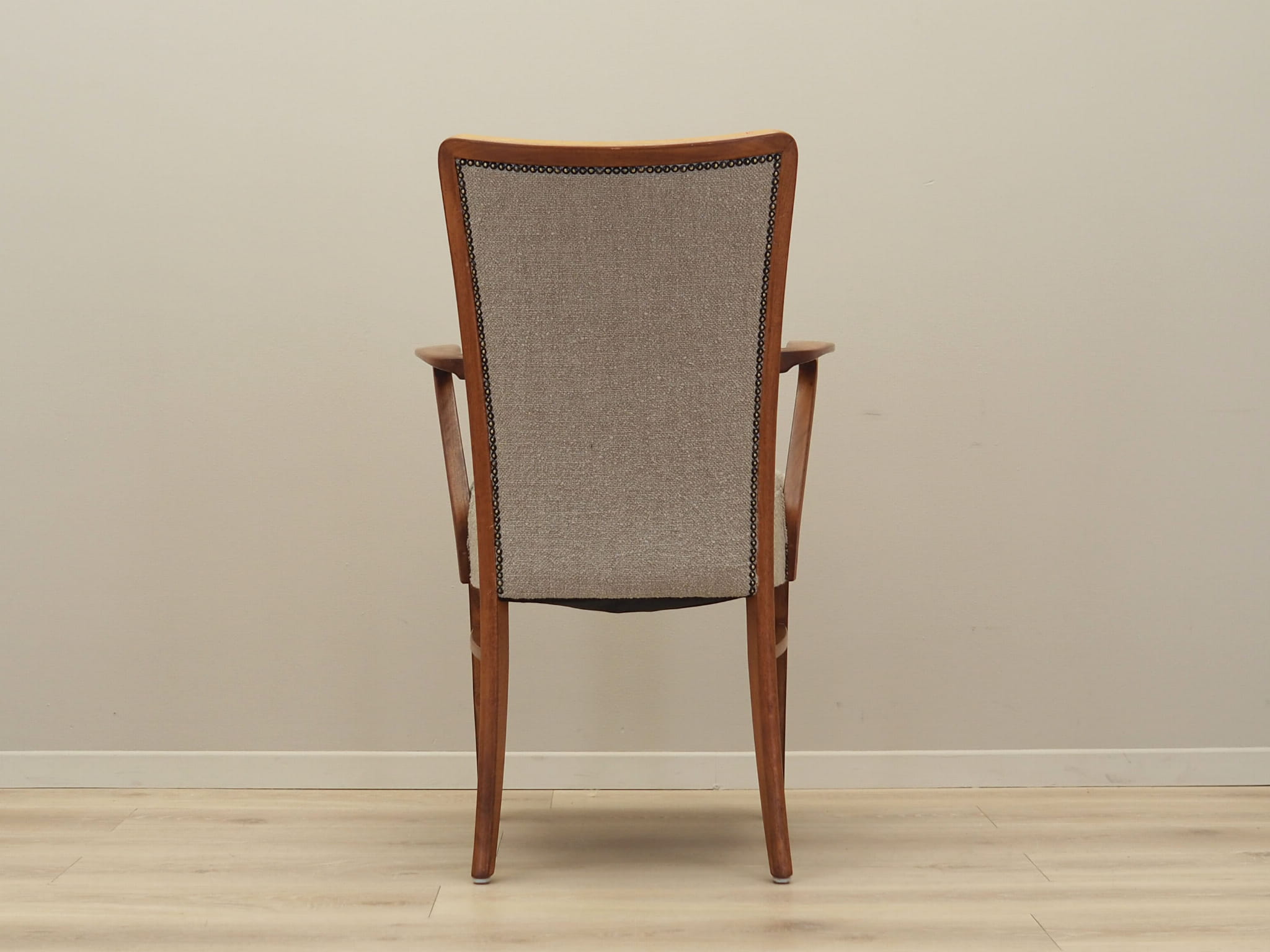 Vintage Chair Walnut Wood Textile Gray 1970s