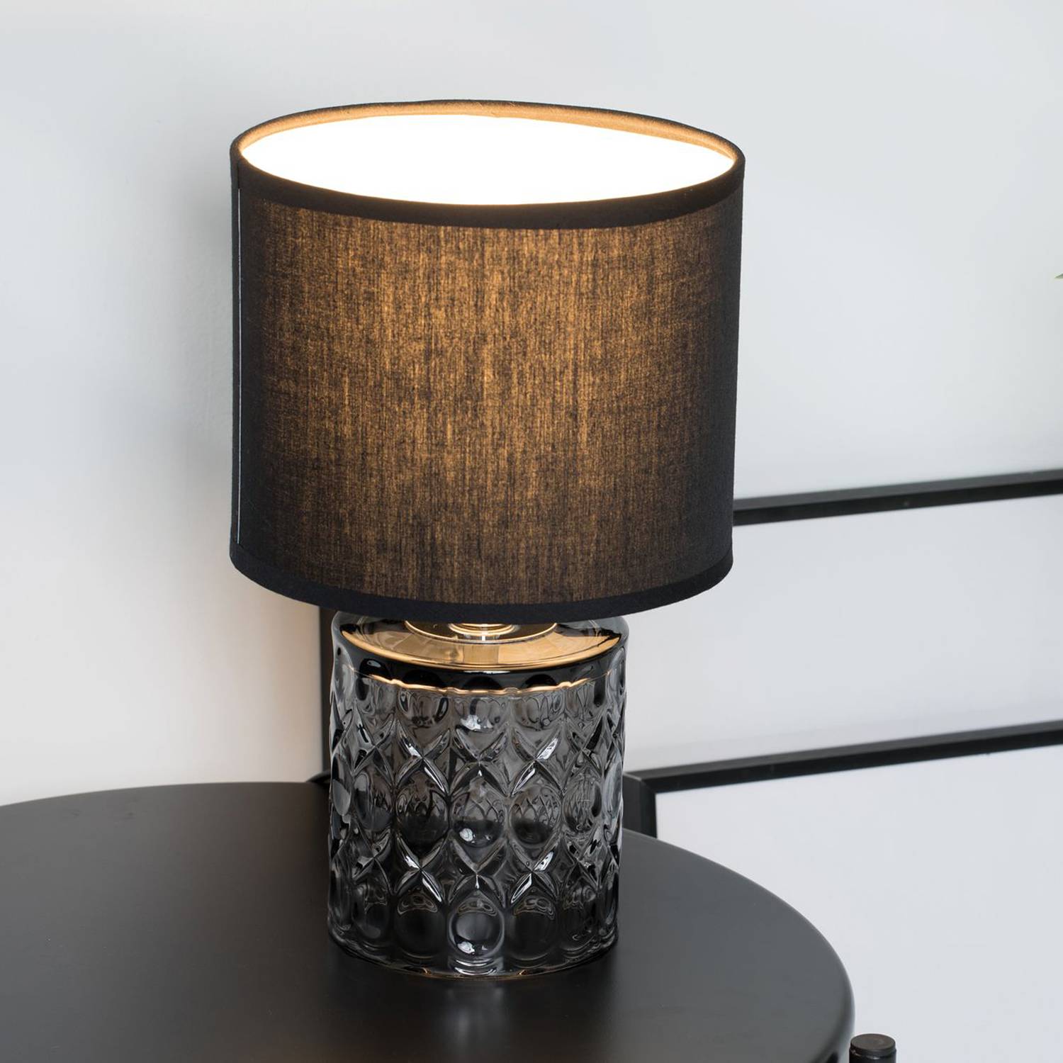 Table lamp Crystal Glow Mixed fabric glass