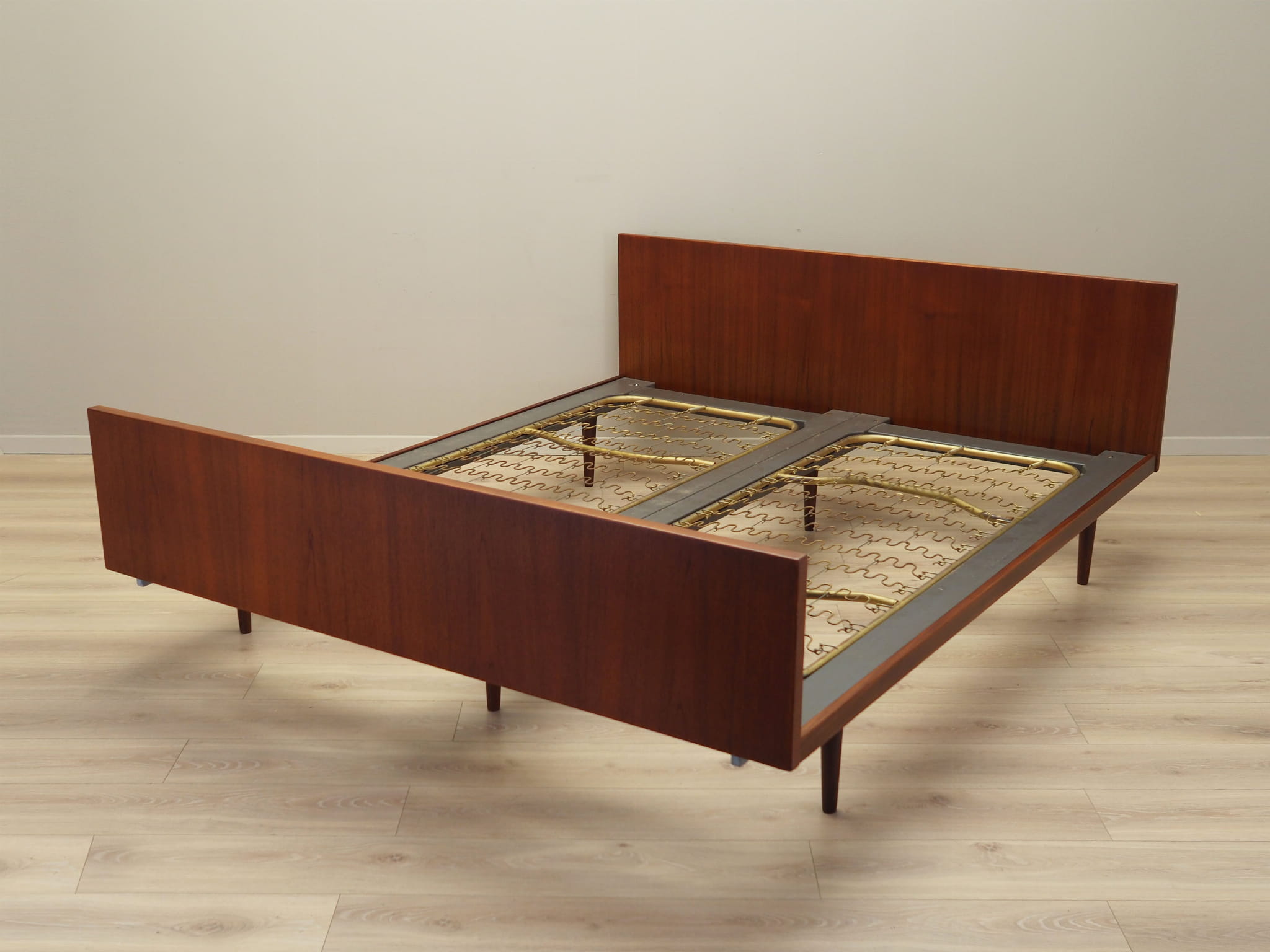 Vintage Bett Teakholz Braun 1960er Jahre