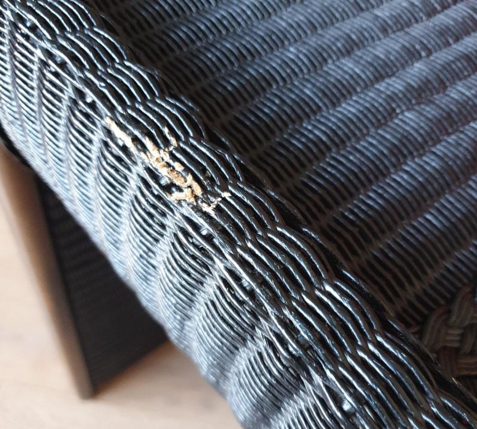 2x Sessel & Beistelltisch Rattan Schwarz