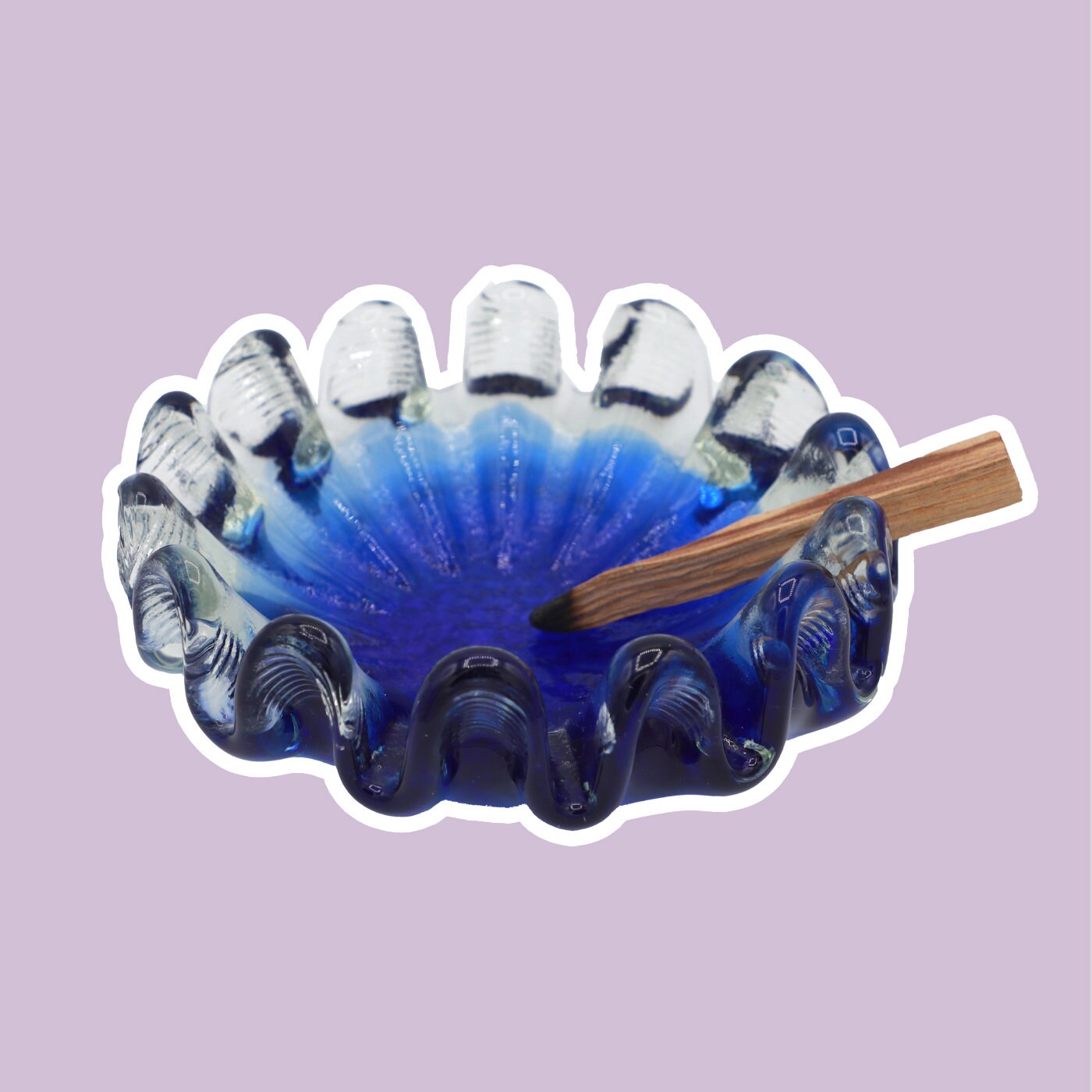 Vintage Aschenbecher Glas Blau 1970er Jahre