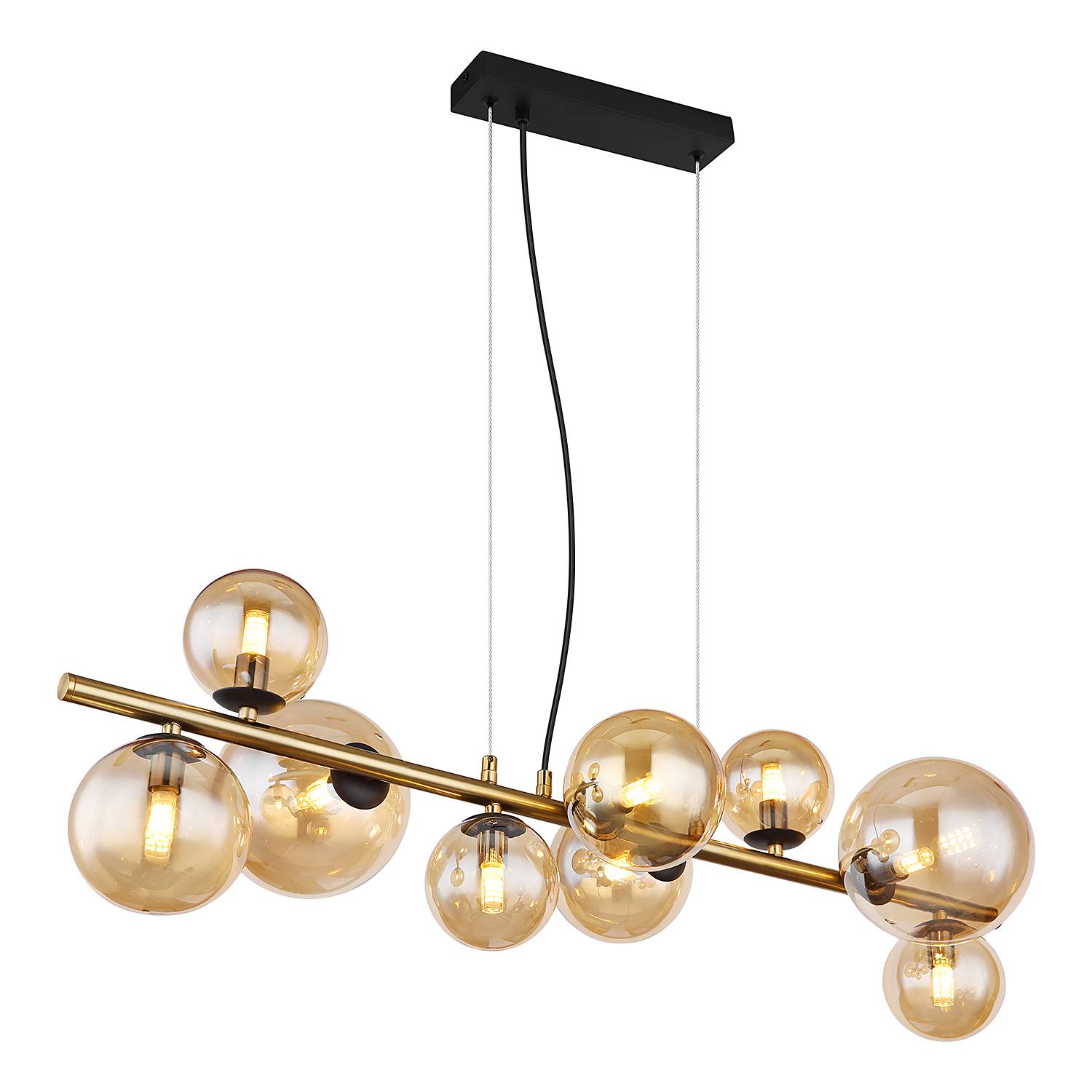 Riha LED-Pendelleuchte Farbglas Eisen Gold