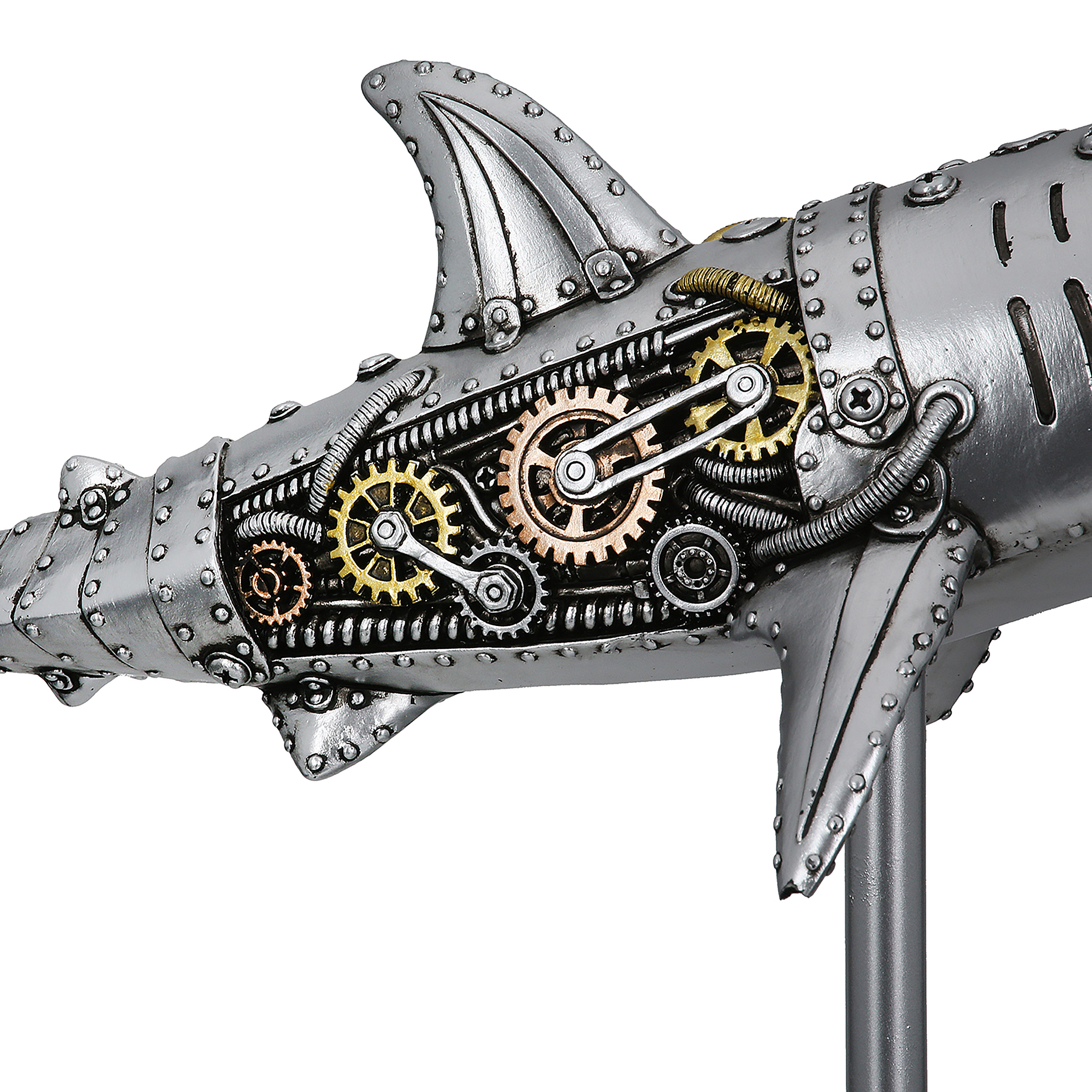 Figur Hai Steampunk Silber Kunstharz 38 x 29 x 12 cm
