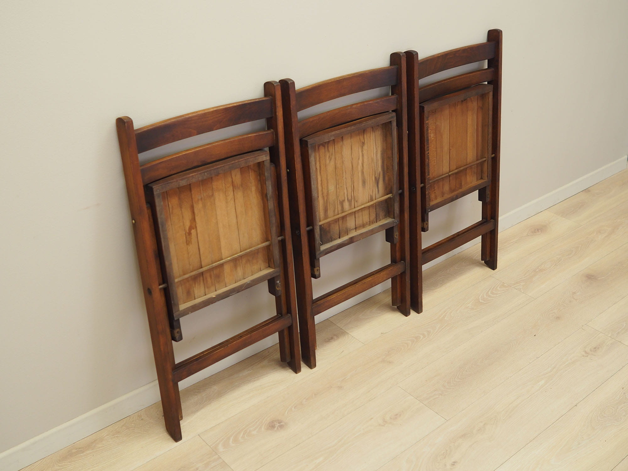 3x Chair Wood Brown 1990s