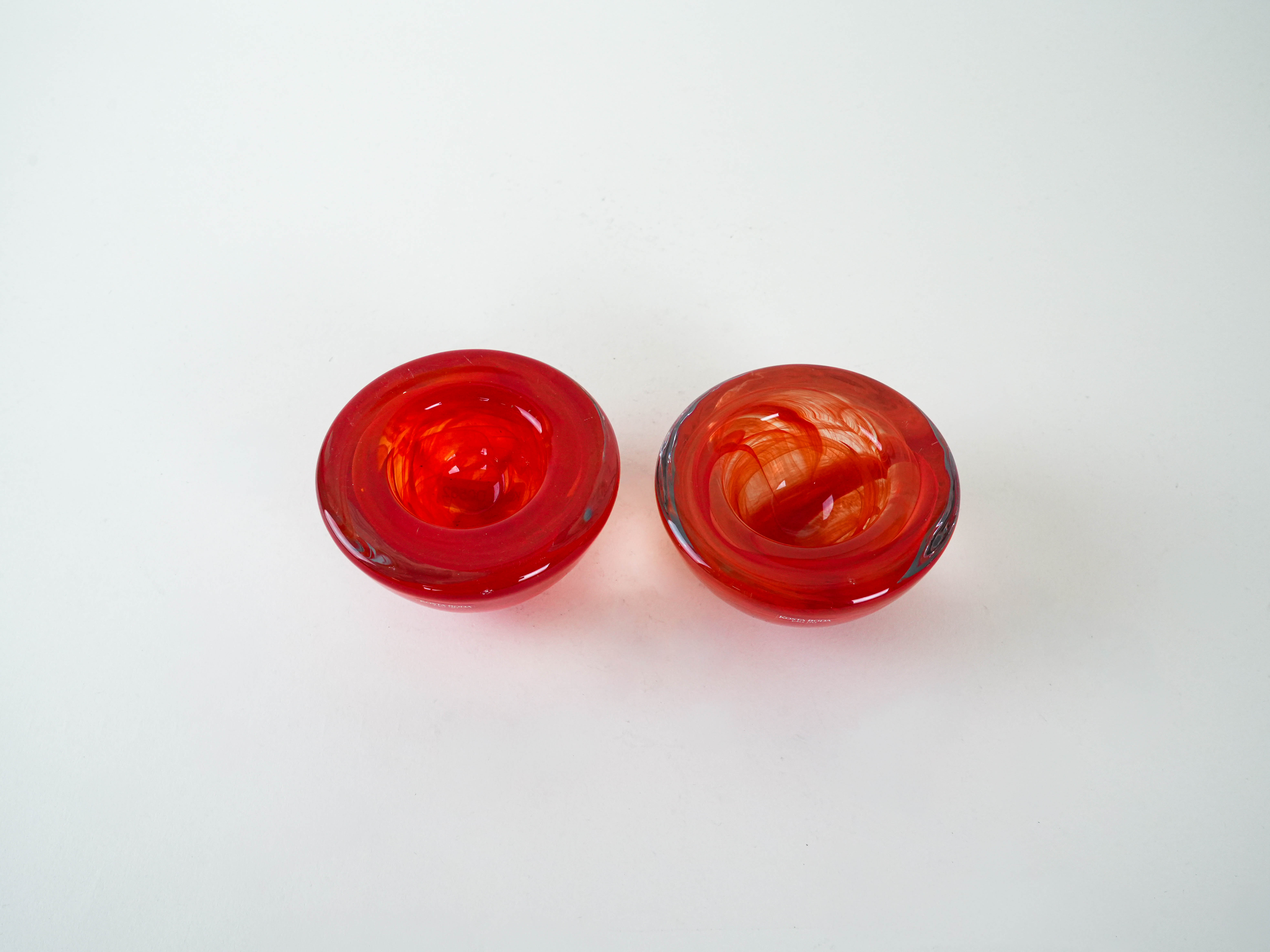 Set aus Glaskerzenhaltern  1970er Jahre Kosta Boda