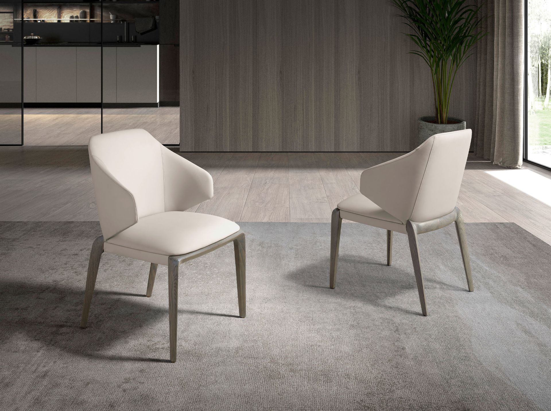 Cream leatherette chair