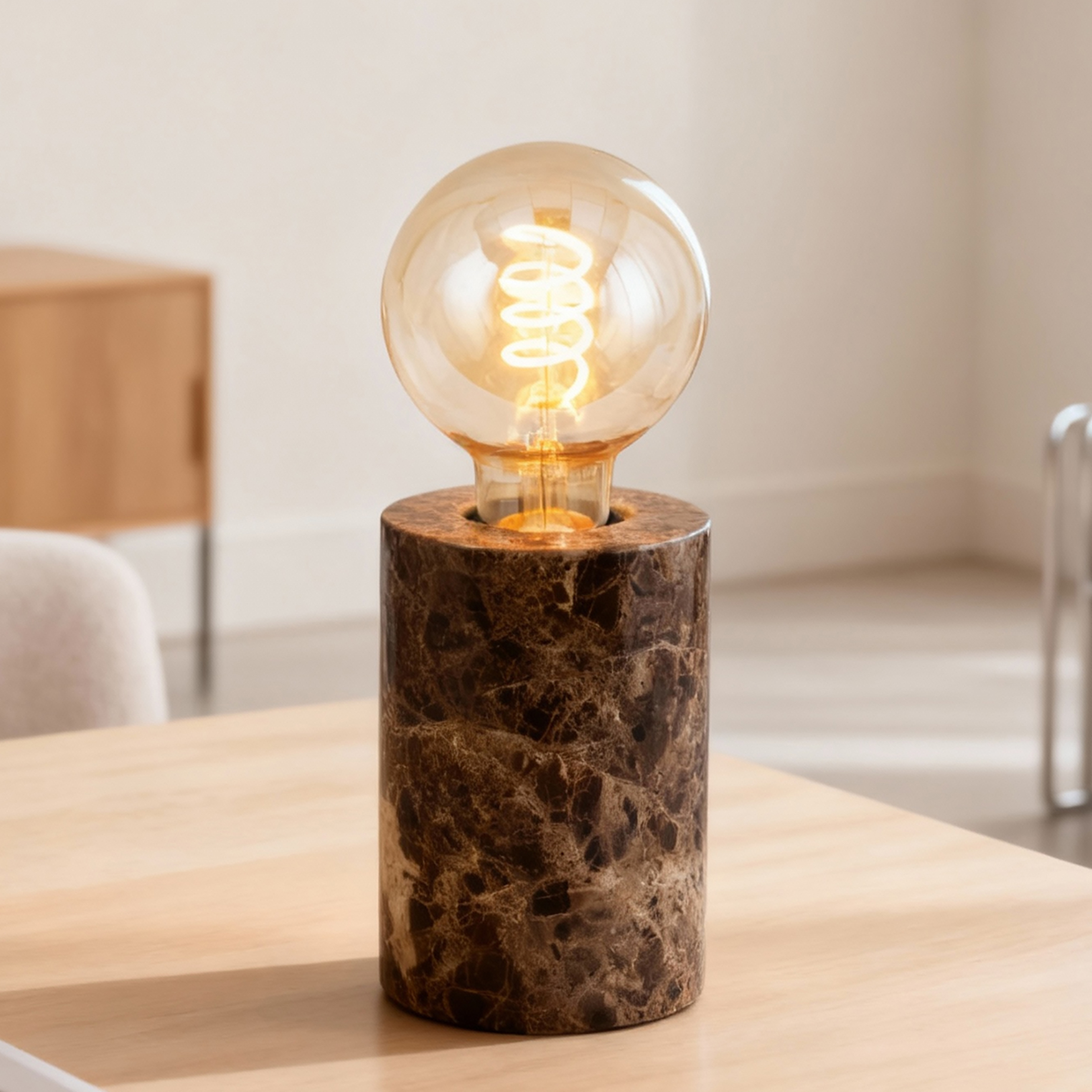 Frigid Tischleuchte 1-flammig Marmor Rotbraun