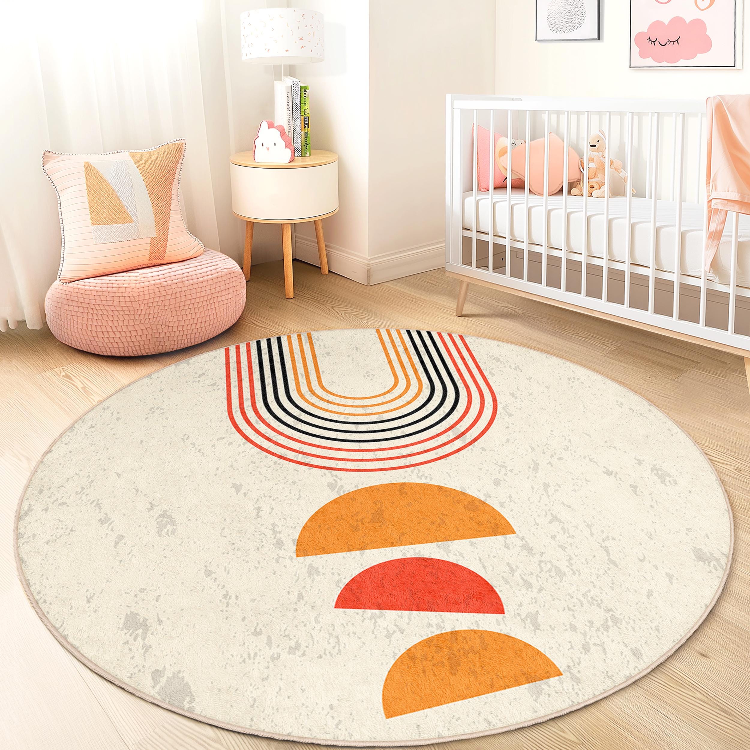 Circular pattern children's rug Multicolored Ø120cm