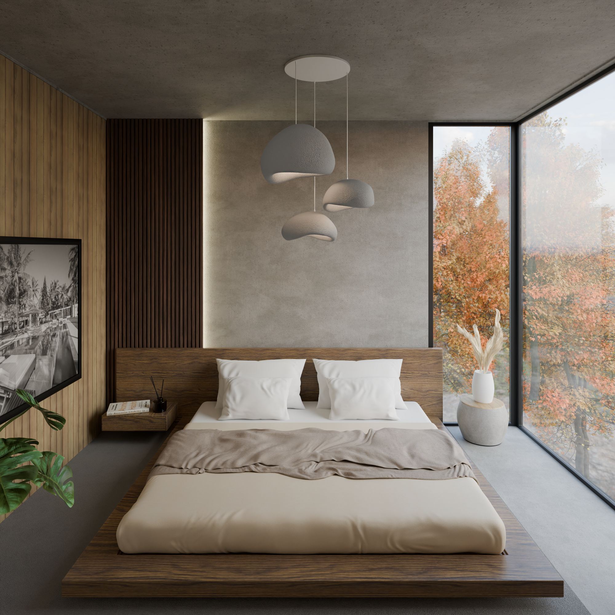 3-Flammig Wabi Sabi Stillforms Pendelleuchte Beton Grau
