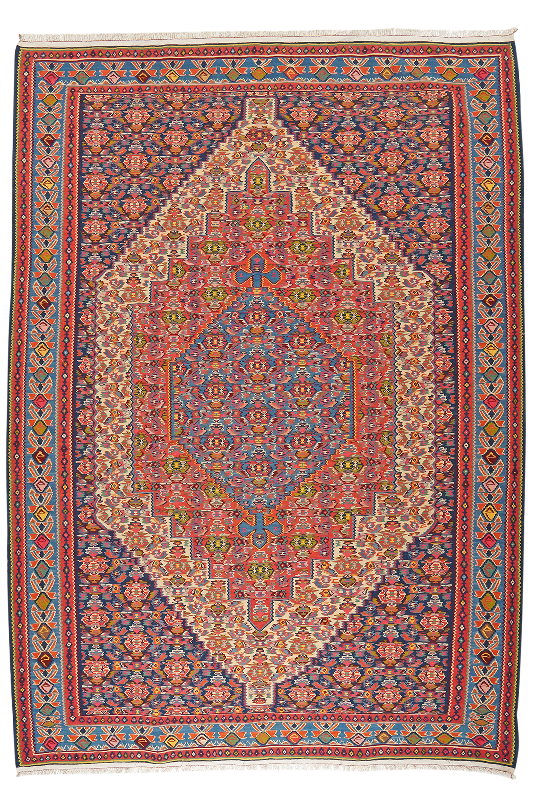 Kilim Senneh Teppich Braun