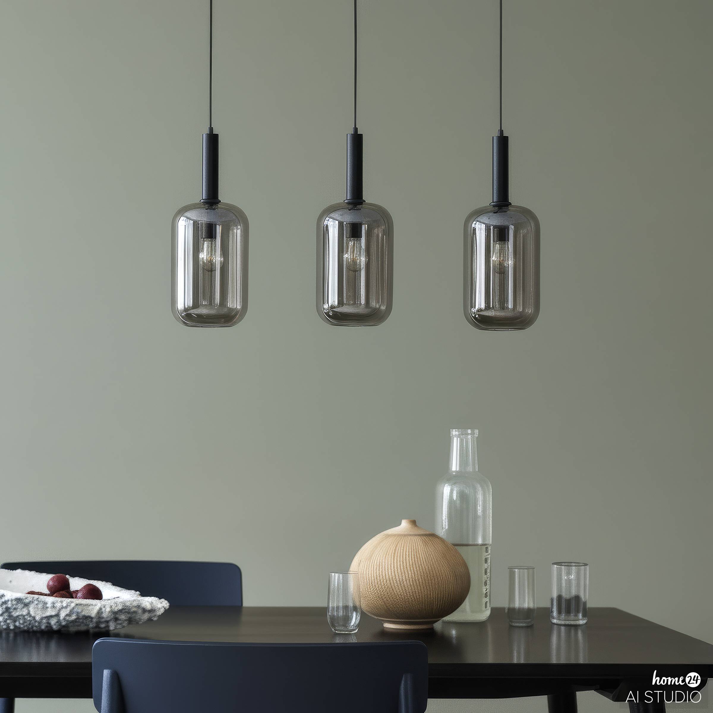 Mome Typ A Pendelleuchte  3-flammig Rauchglas Eisen Schwarz