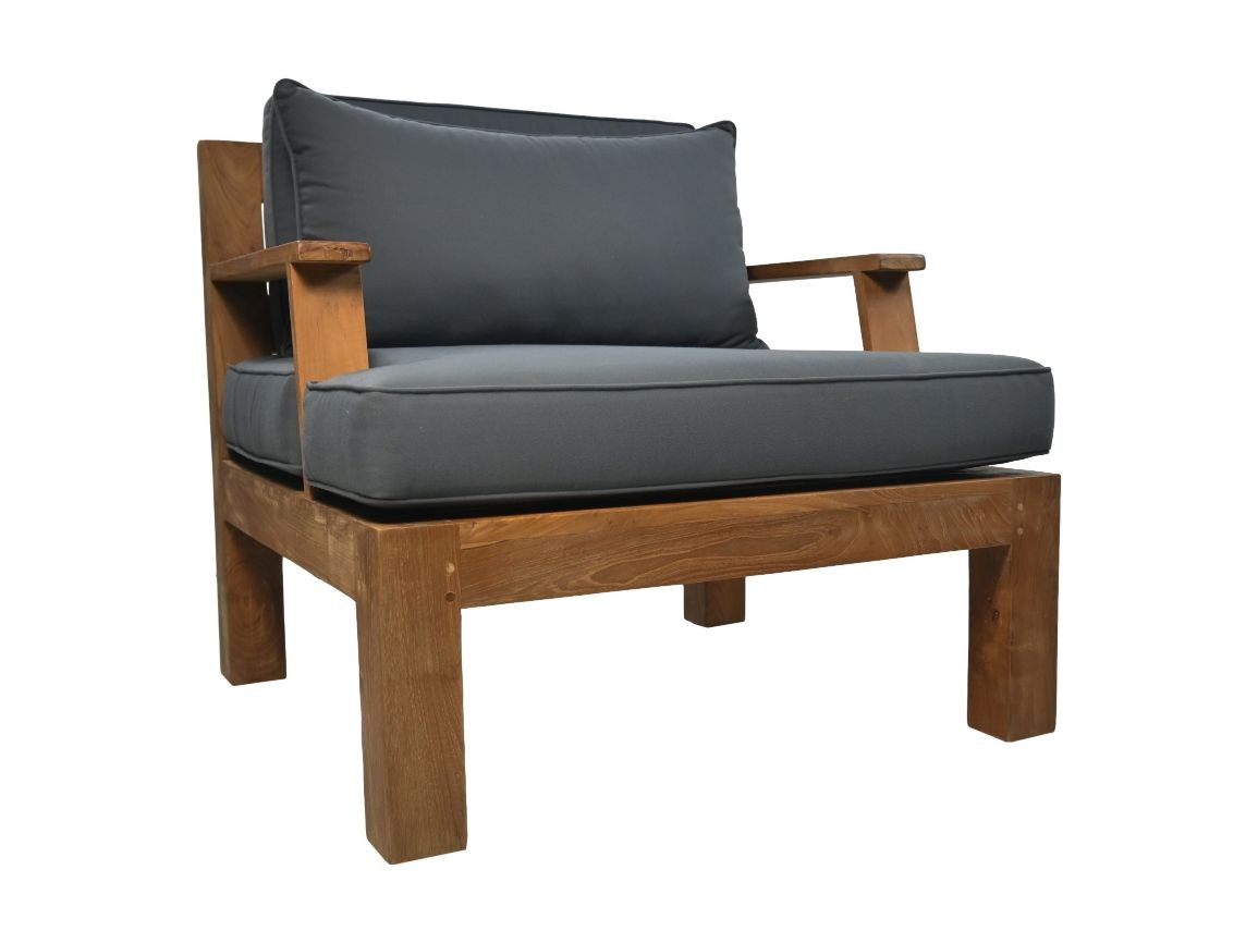 Garten Armlehnsessl Teakholz Textil