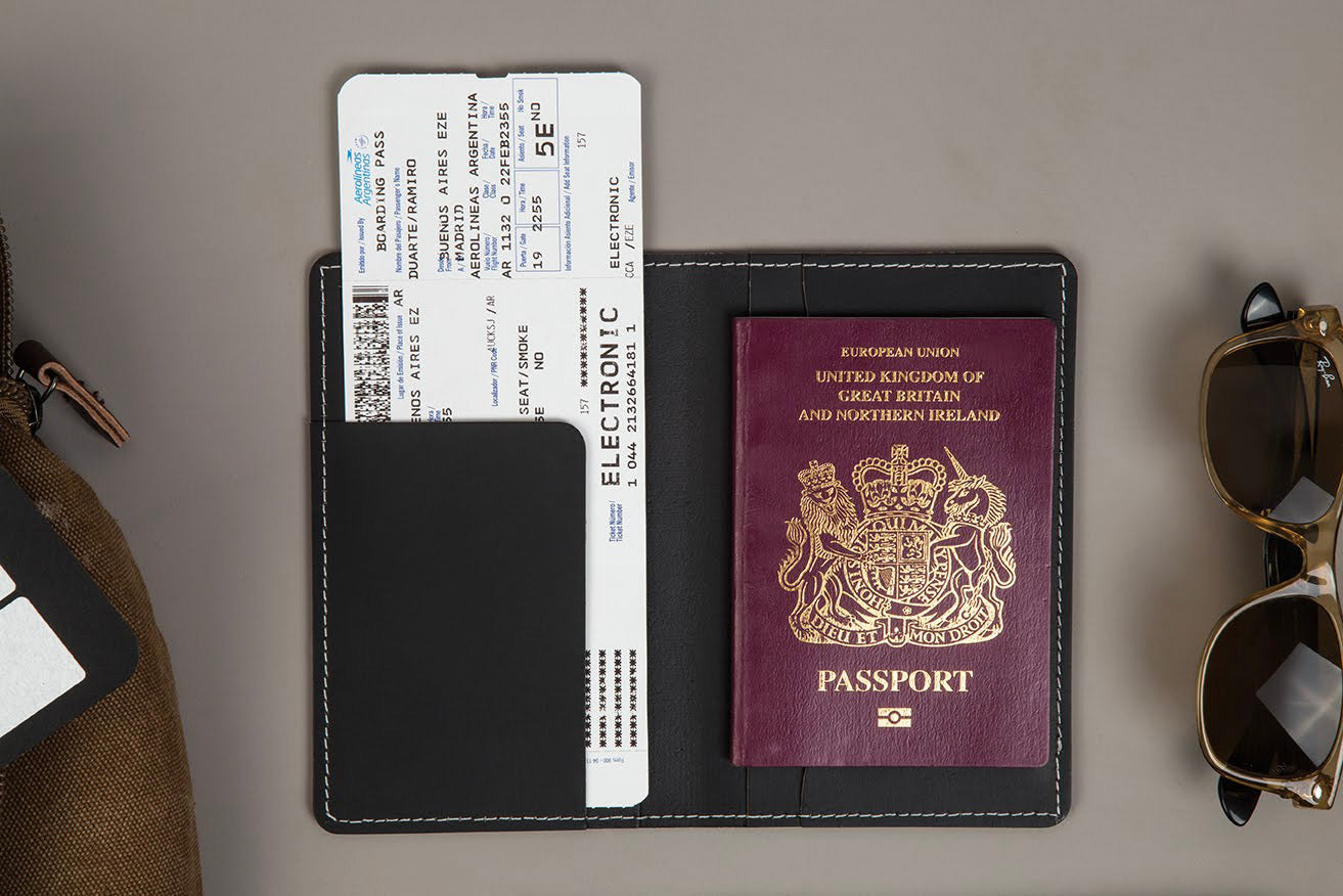 Reisepasshalter 100% Recyceltes Leder Schwarz