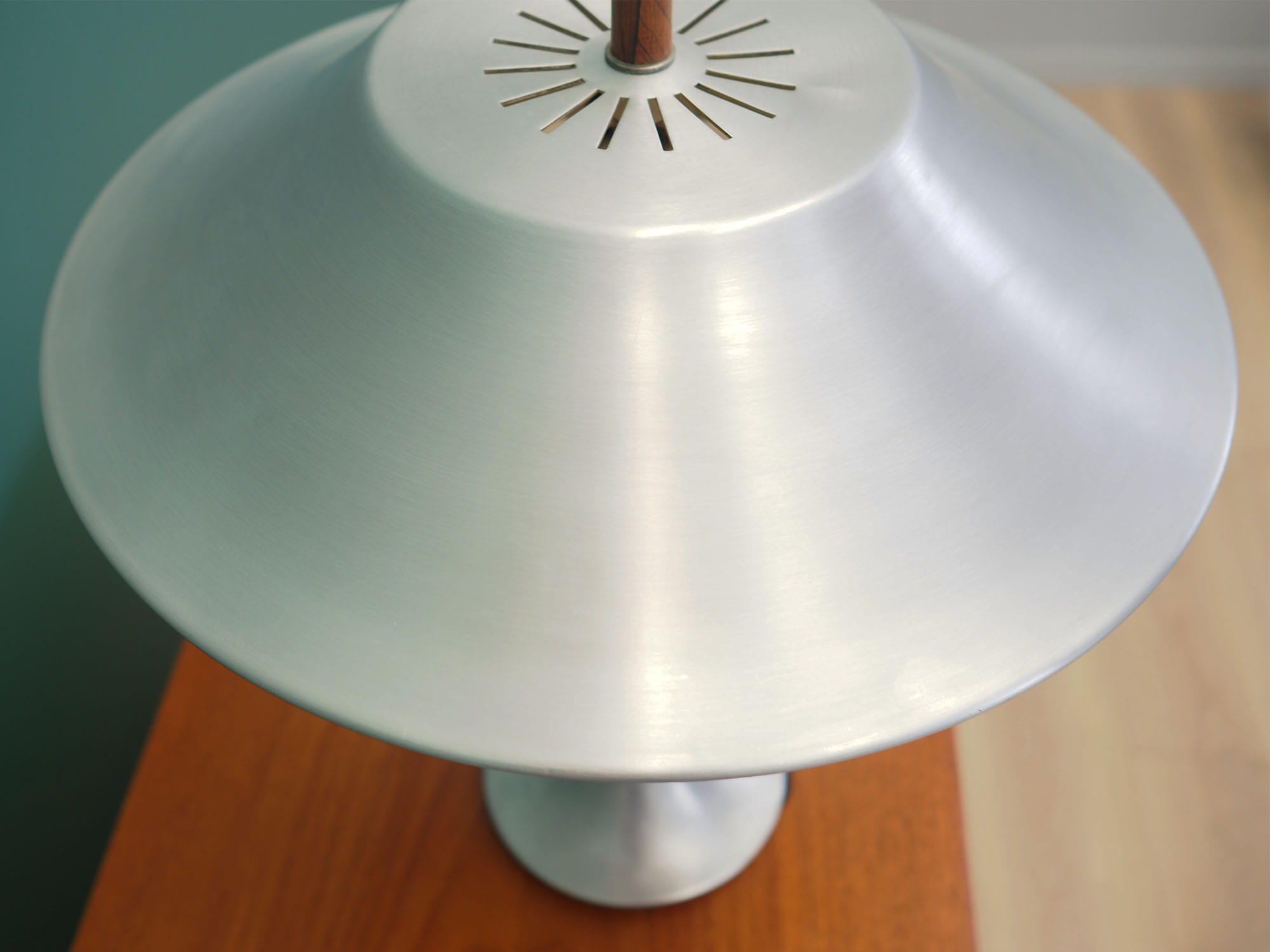Vintage Tischlampe Metall Holz Mehrfarbig 1960er Jahre