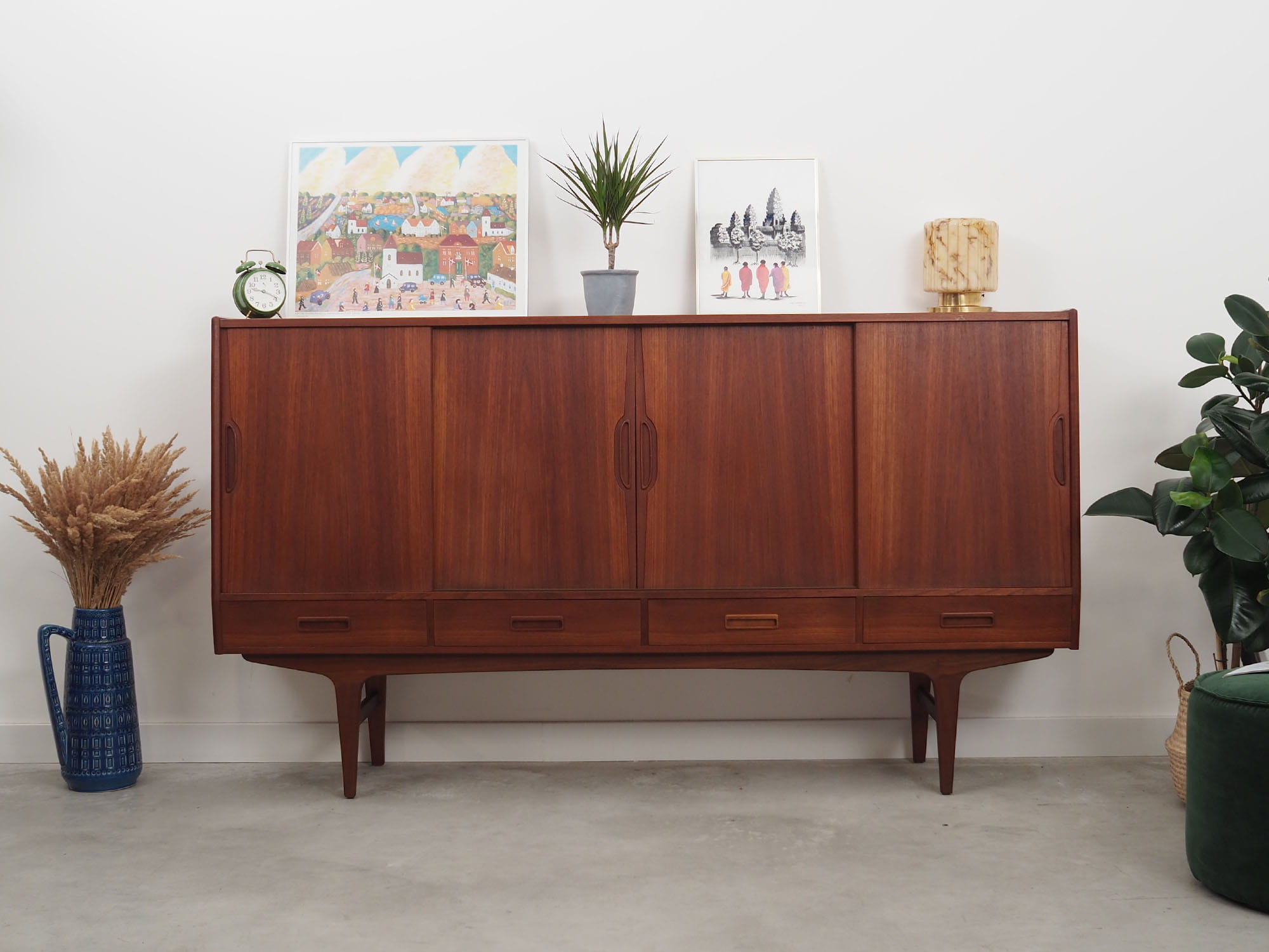 Vintage Highboard Teakholz Braun 1960er Jahre