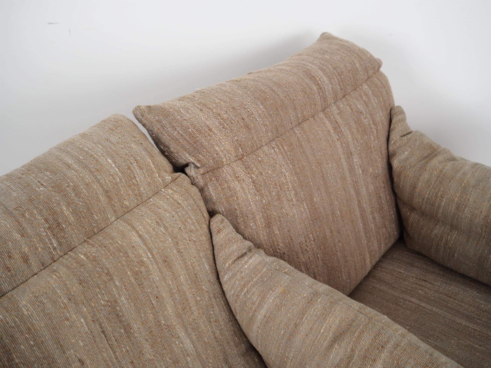 Vintage Sofa 3-Seater Teak Wood Textile Grey 1970s