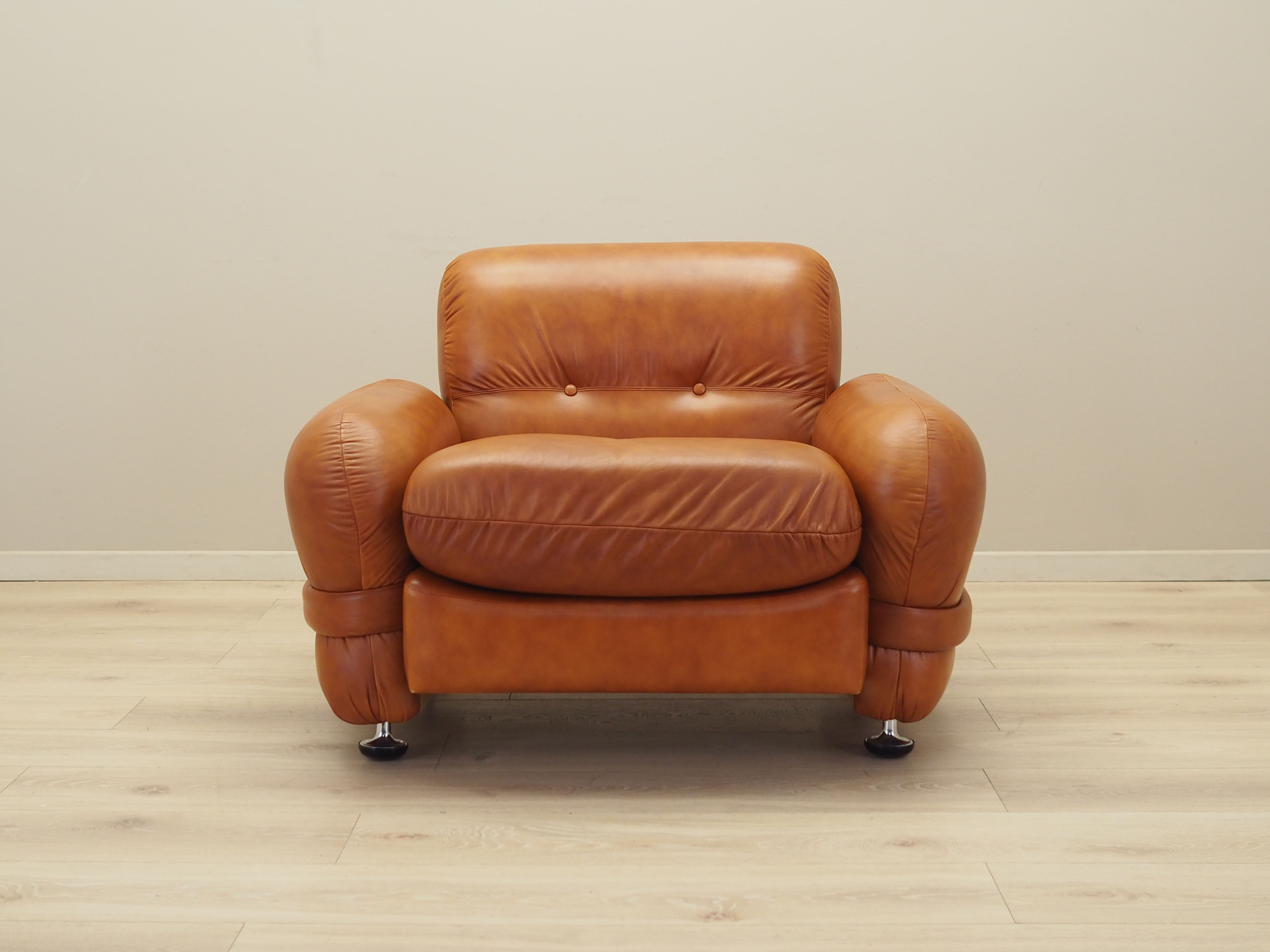 Sessel Leder Braun 1970er Jahre