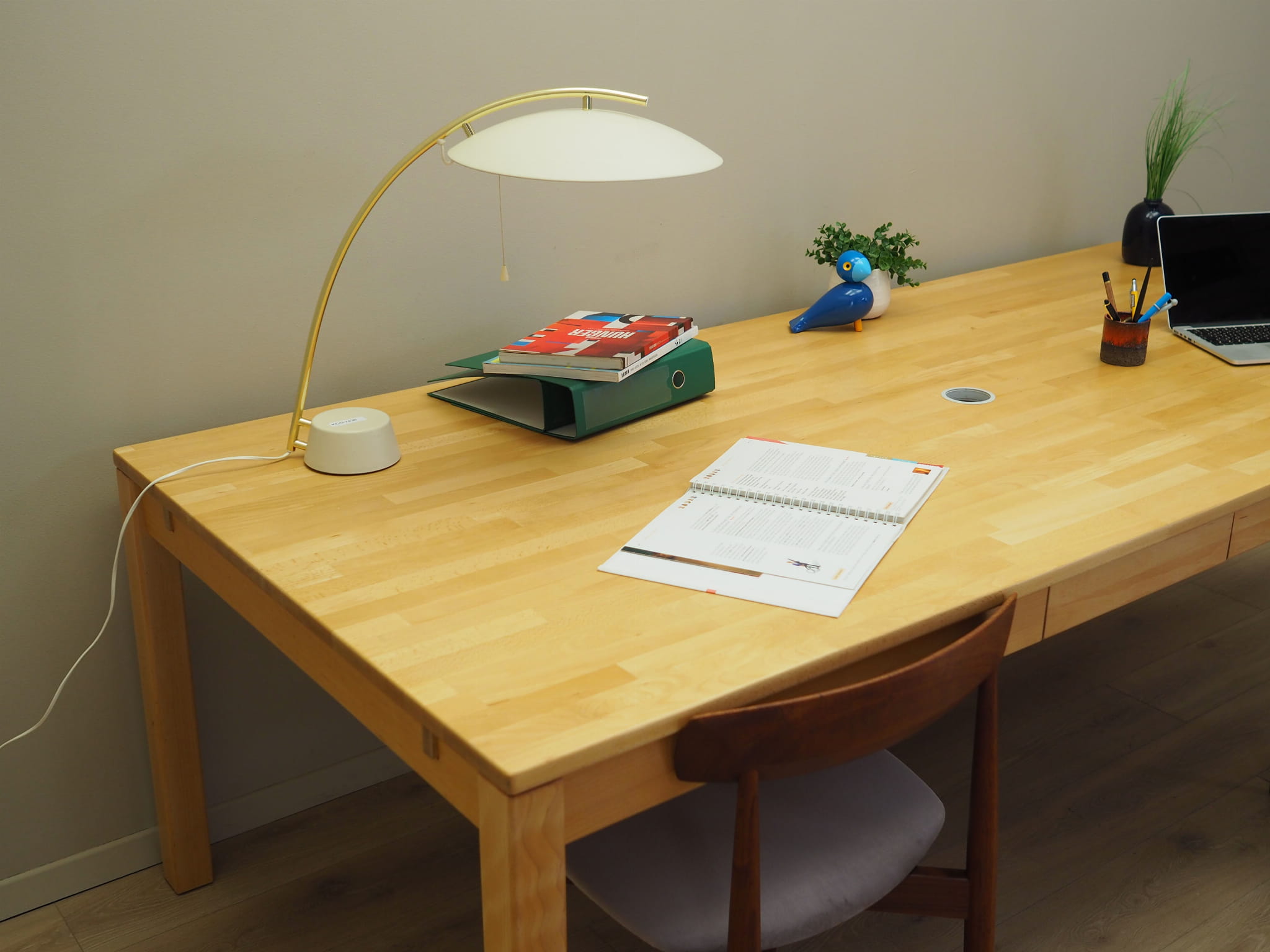 Vintage Desk Wood Beige 1980s