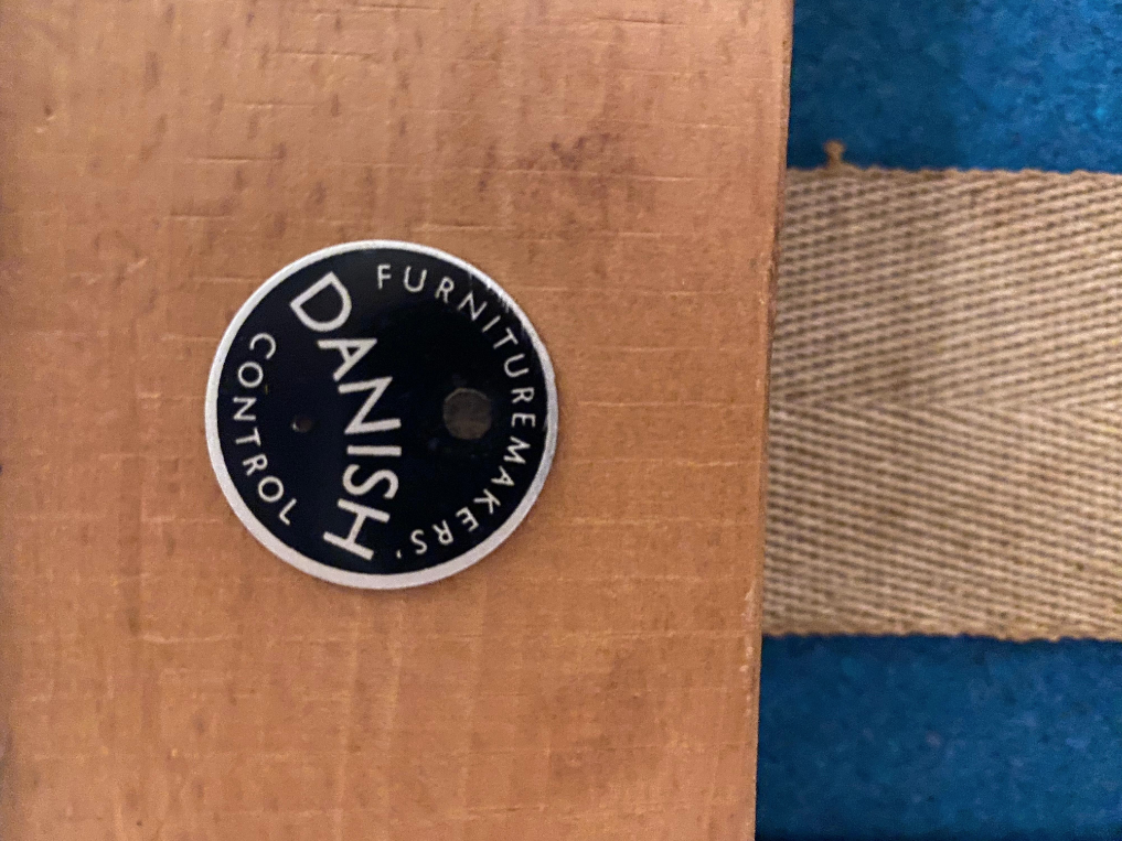 Vintage Hans J. Wegner Papabär Stuhl Textil Holz Blau