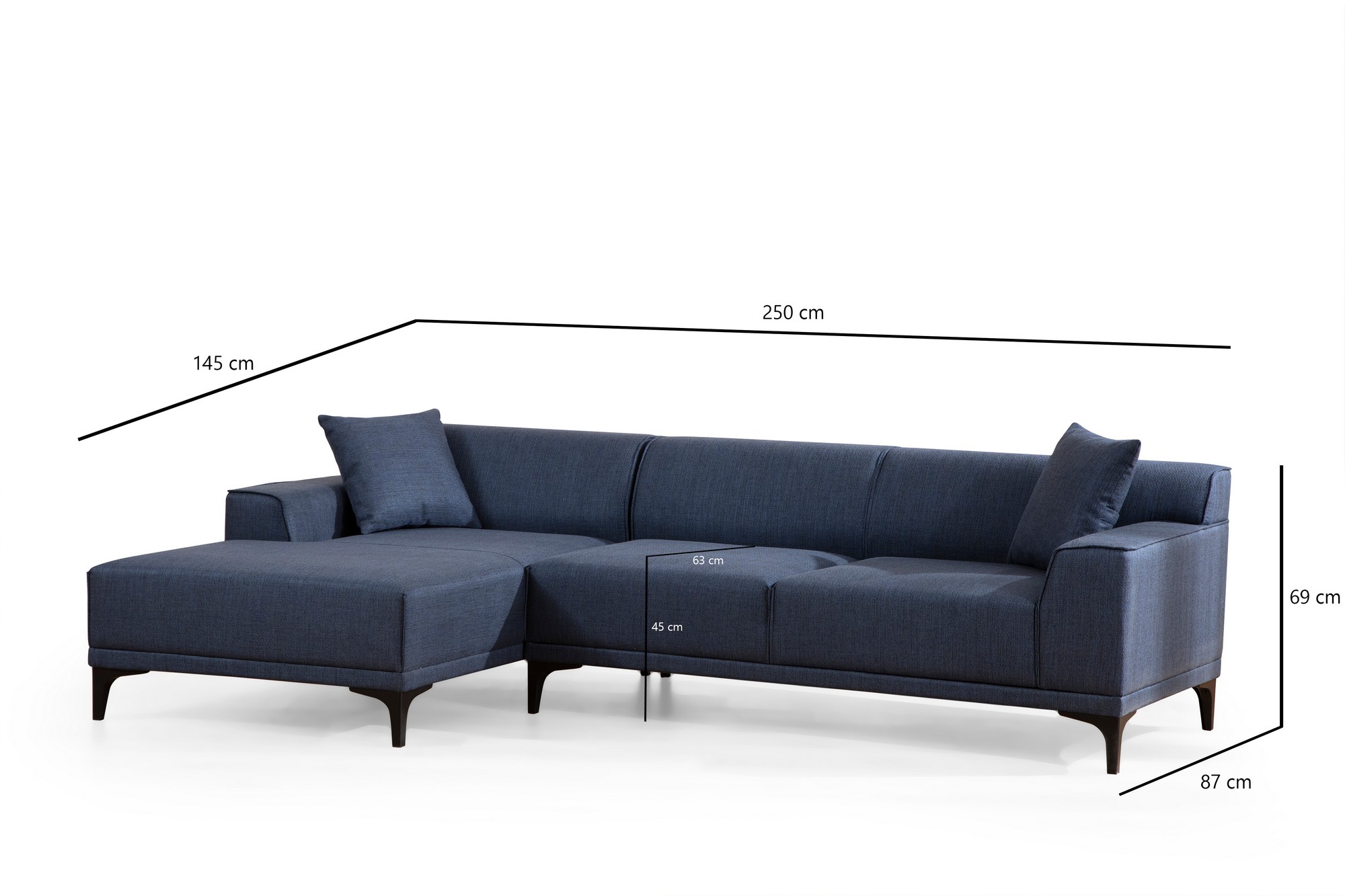 Modernes Sofa Récamiere Links Blau